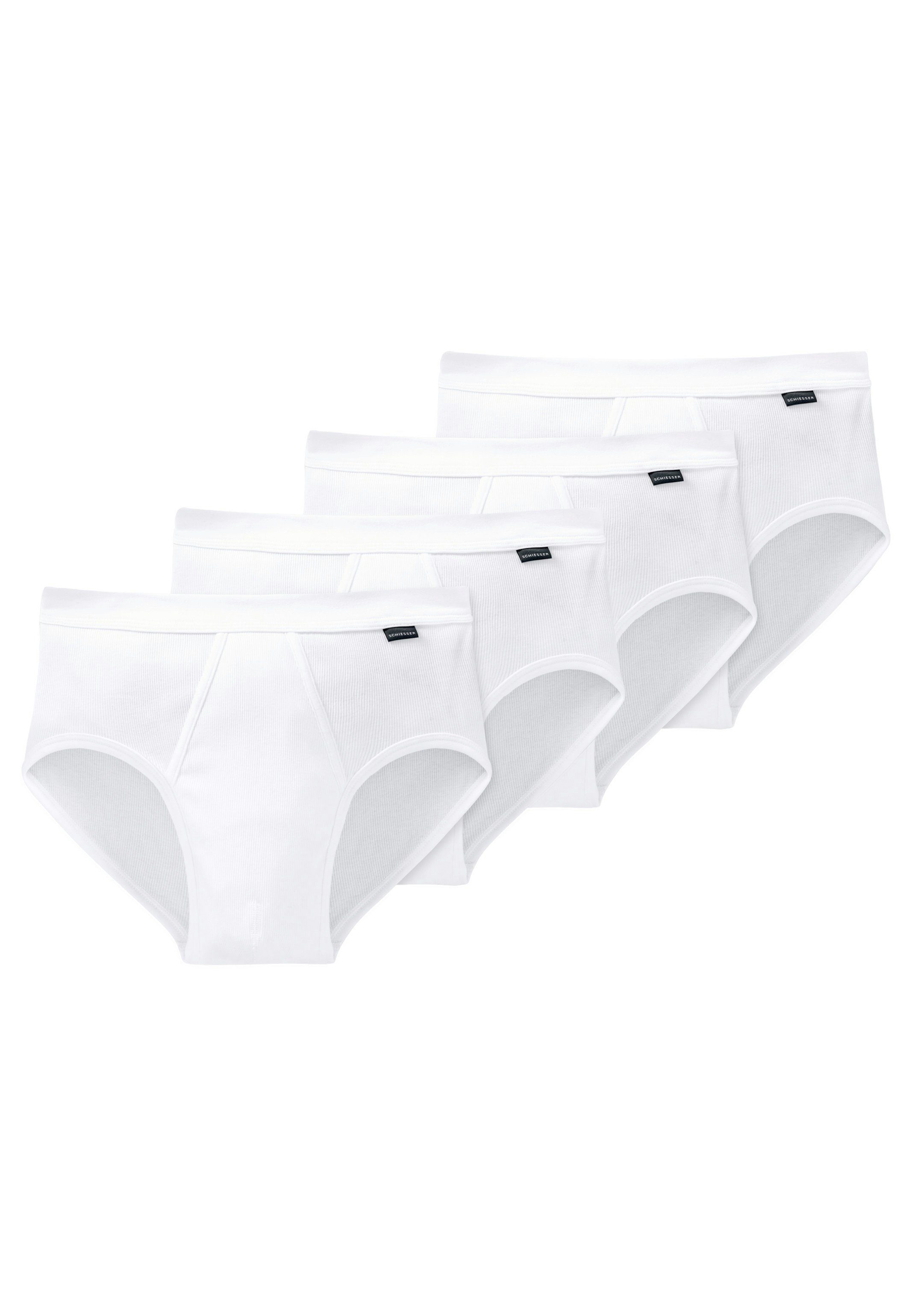 Schiesser Slip 4er Pack Cotton Essentials Doppelripp (Spar-Set, 4-St) Slip / Unterhose - Baumwolle - Mit Eingriff - Strapazierfähig