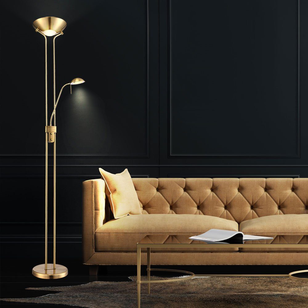 GLOBO LIGHTING LED Stehlampe, LED-Leuchtmittel fest verbaut, Warmweiß, 20,5 Watt LED Decken Fluter Lese Arm Stand Leuchte Steh Lampe Dimmer