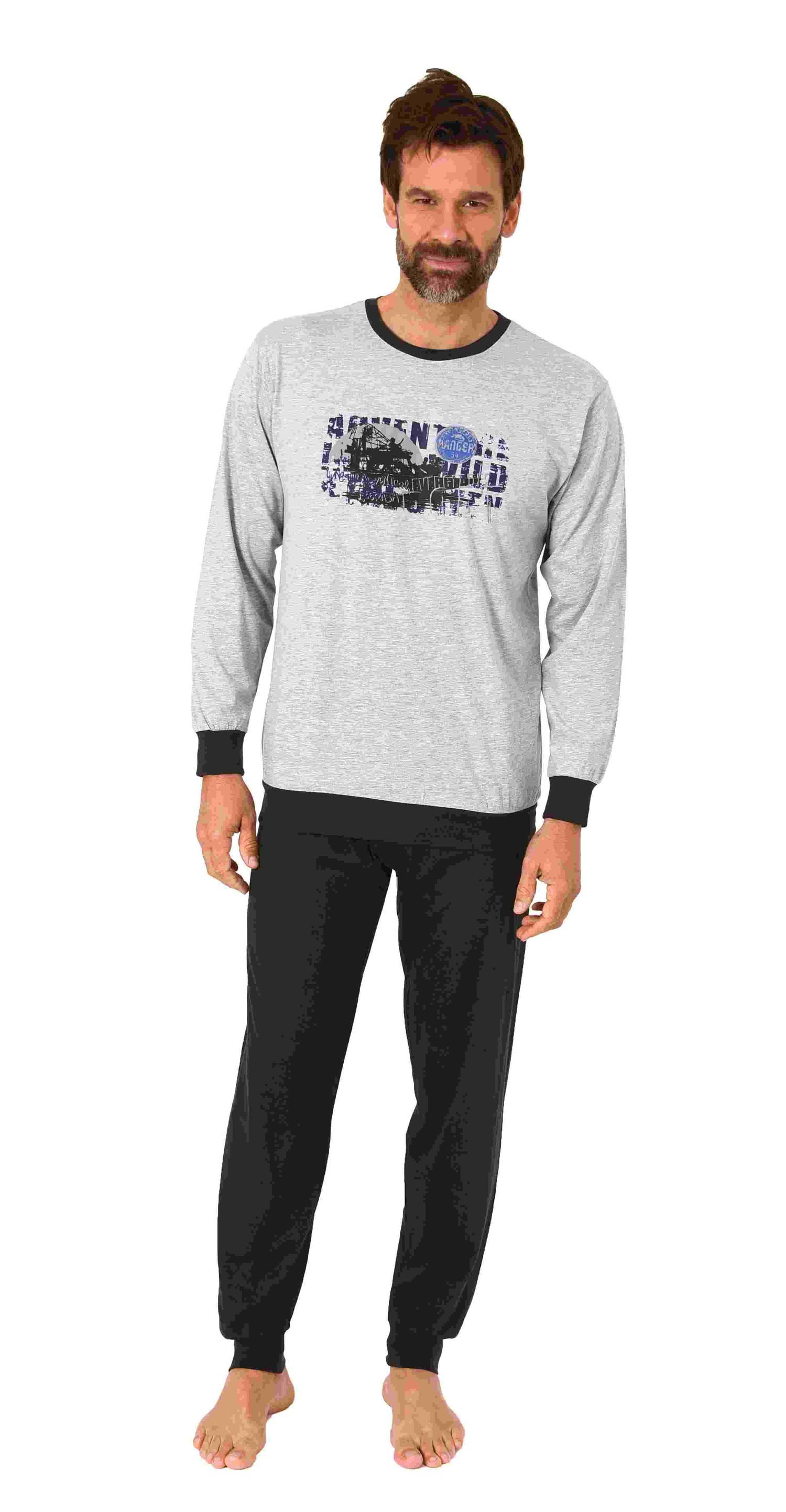 Normann Pyjama Herren langarm Schlafanzug mit Bündchen Pyjama in tollen Far günstig online kaufen