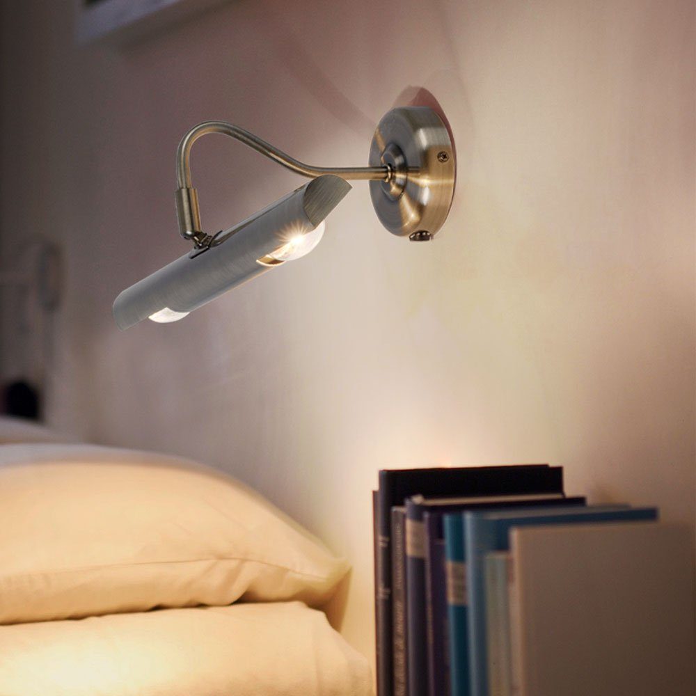 GLOBO LIGHTING Wandleuchte, Leuchtmittel nicht inklusive, Wandlampe Messing Wandleuchte Innen beweglich Schlafzimmer Lampe