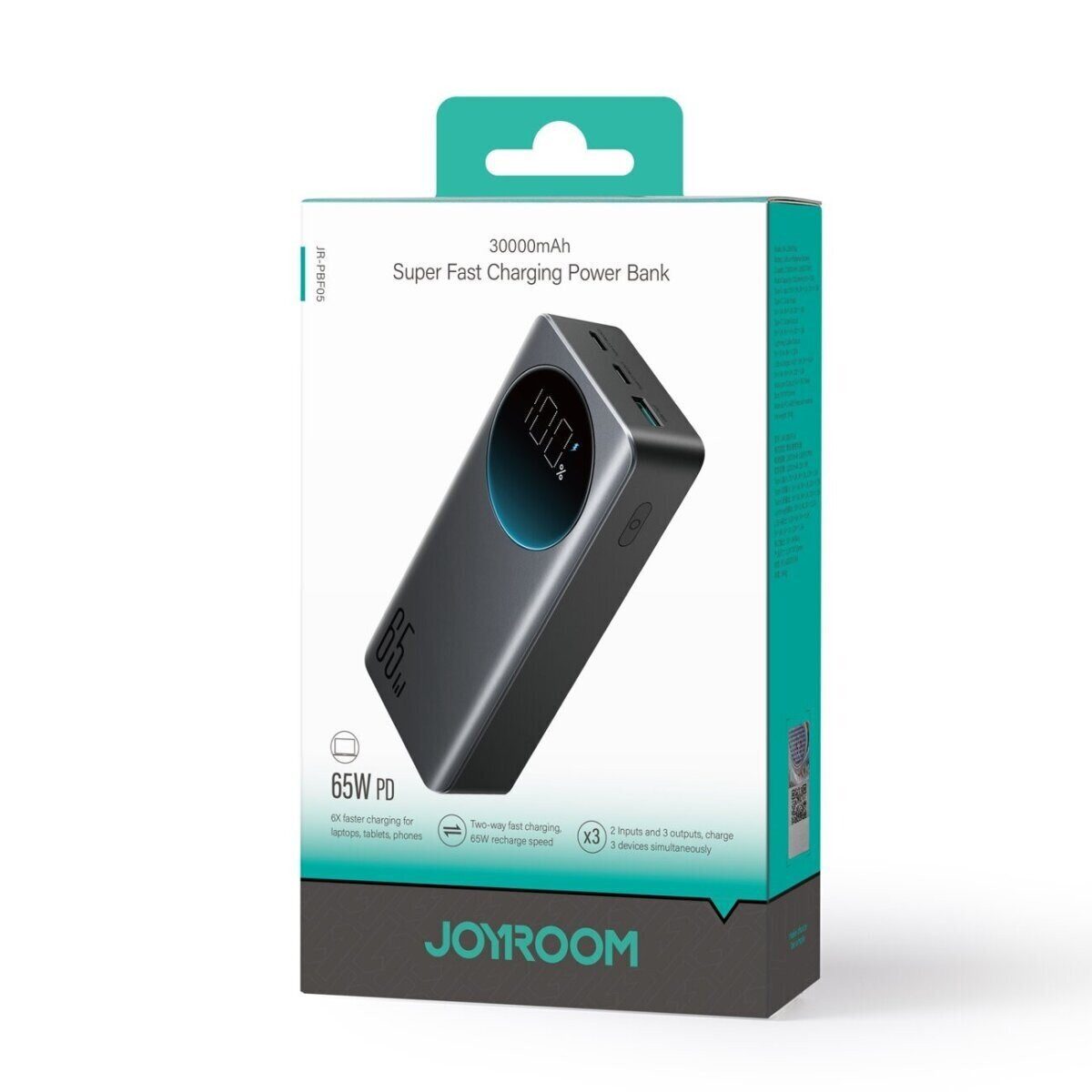 JOYROOM 30000mAh 65W Powerbank mit Digitalanzeige Schwarz Powerbank 30000 mAh