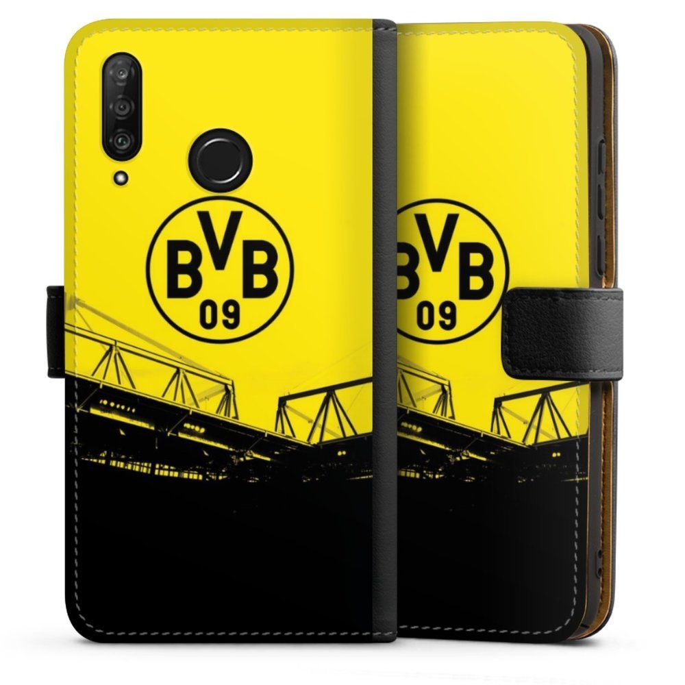 DeinDesign Handyhülle Borussia Dortmund BVB Fanartikel Stadion Schwarz-Gelb  - BVB, Huawei P30 Lite Hülle Handy Flip Case Wallet Cover Handytasche Leder