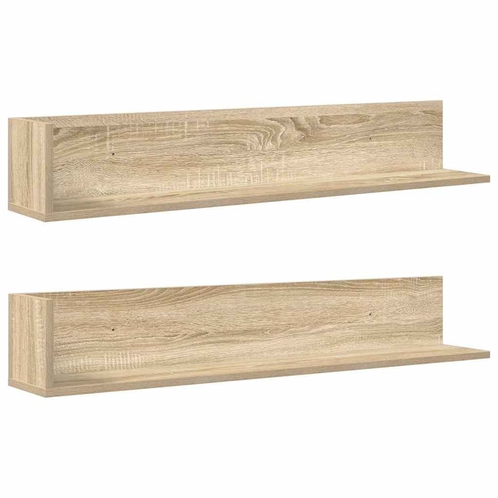 vidaXL Regal Wandregale 2 Stk. Sonoma-Eiche 100x16,5x16,5 cm Holzwerkstoff, günstig online kaufen