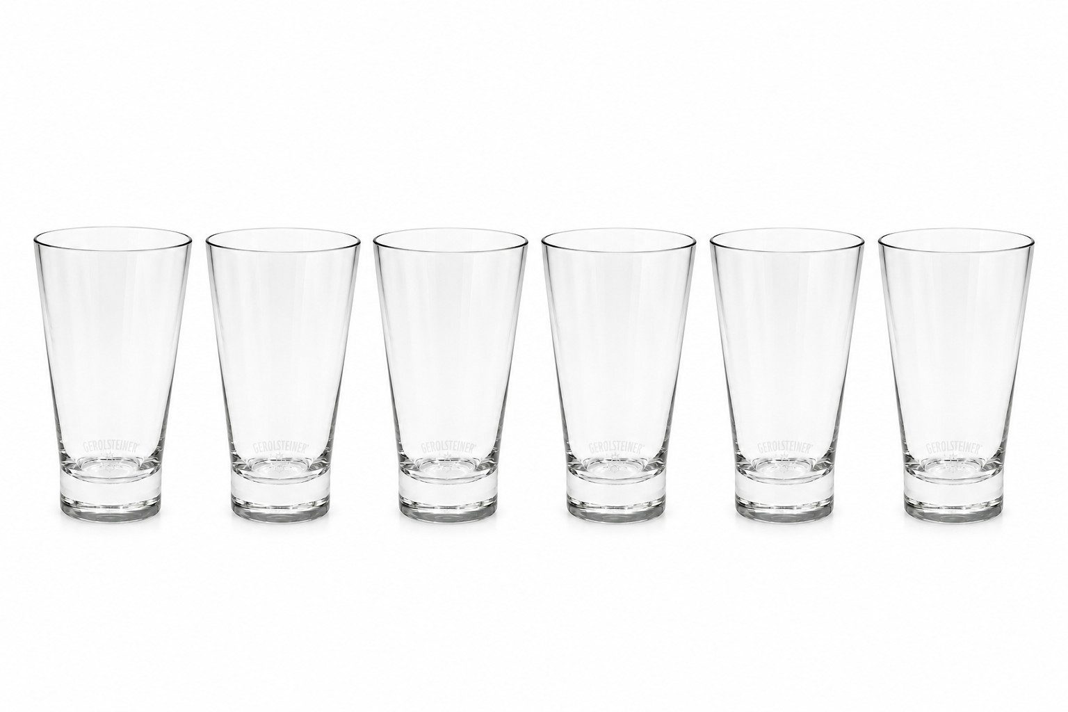 Gerolsteiner Glas Trinkgläser 6er Set – Hochwertige Wassergläser mit Logo, 6-tlg., Klare Gläser für Wasser, Softdrinks und Longdrinks