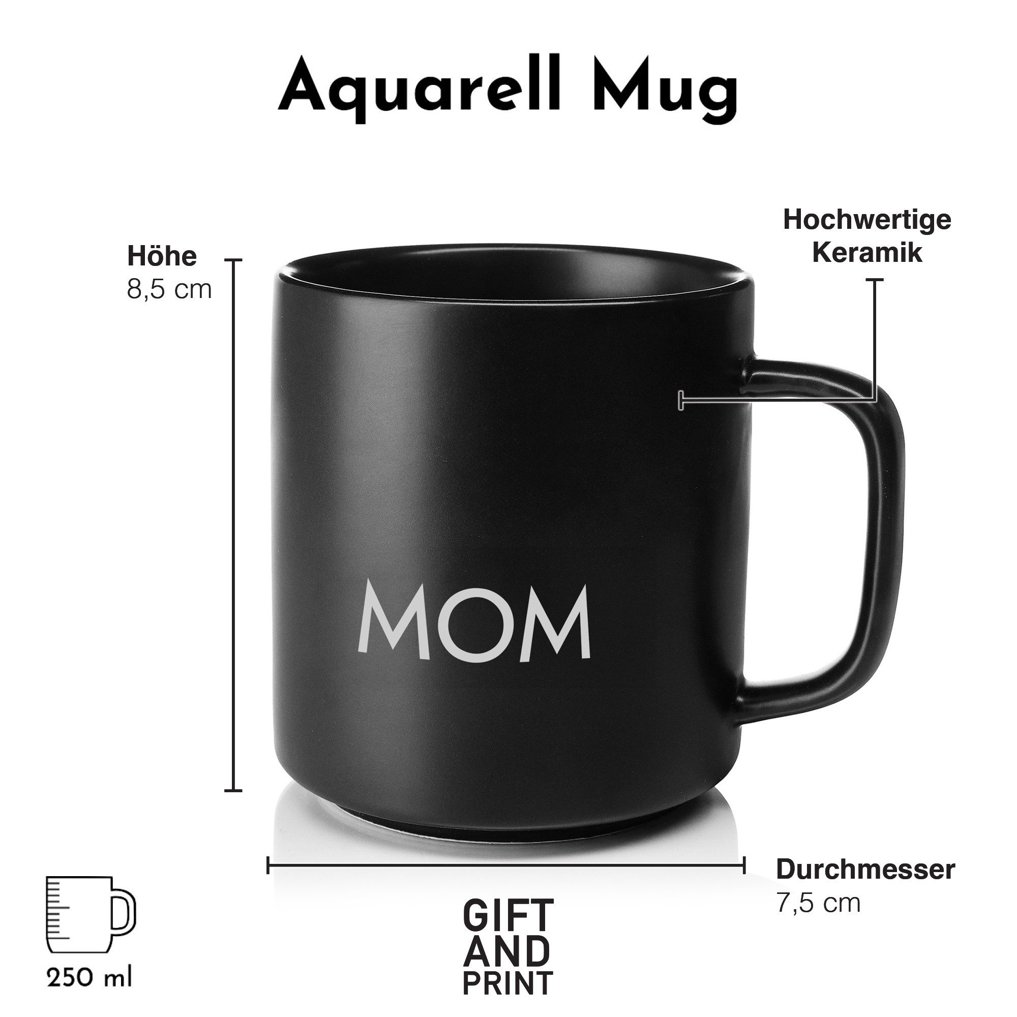 Giftandprint Tasse Muttertags geschenk - Mom Kaffeetasse ohne Henkel Geschenke für Mama, 1-tlg., Keramik, Muttertag, geschenke für Frauen, Inkl. Geschenkverpackung