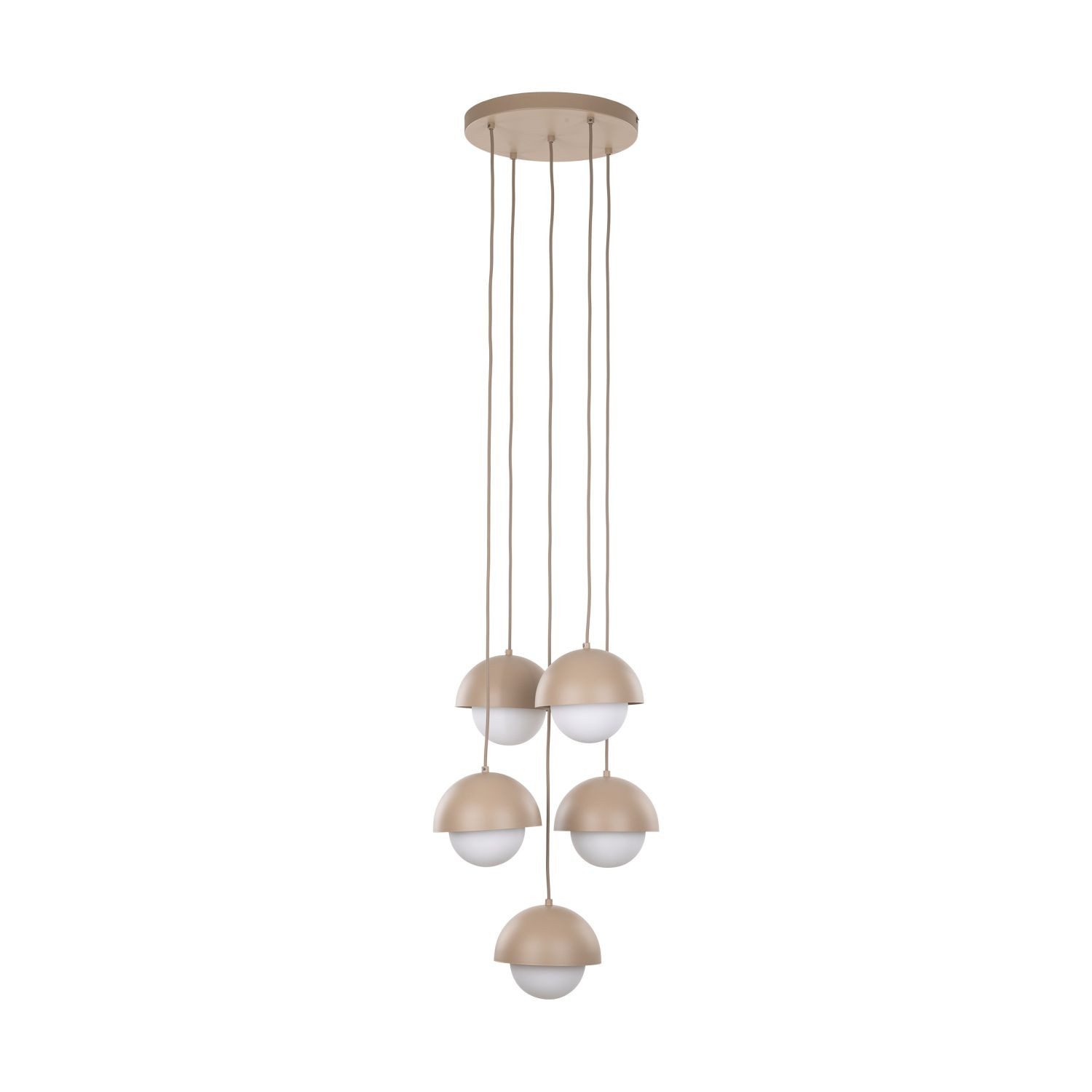 Licht-Erlebnisse Pendelleuchte DEVIN, ohne Leuchtmittel, Glas Metall H: max. 140 cm 32 cm breit Beige Weiß G9 Modern