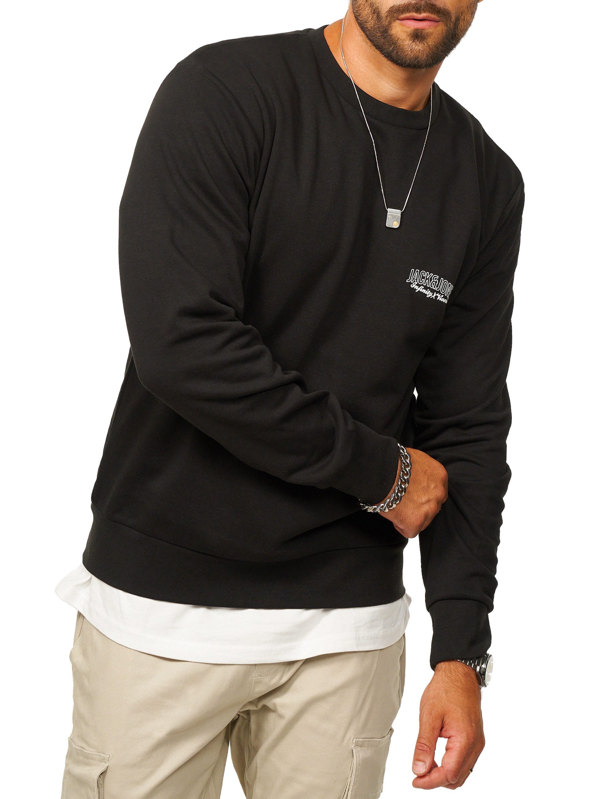 Jack & Jones Sweatshirt als Crew Neck Rundhalspullover im Regular-Fit Herren Sweatpullover mit Logoprint