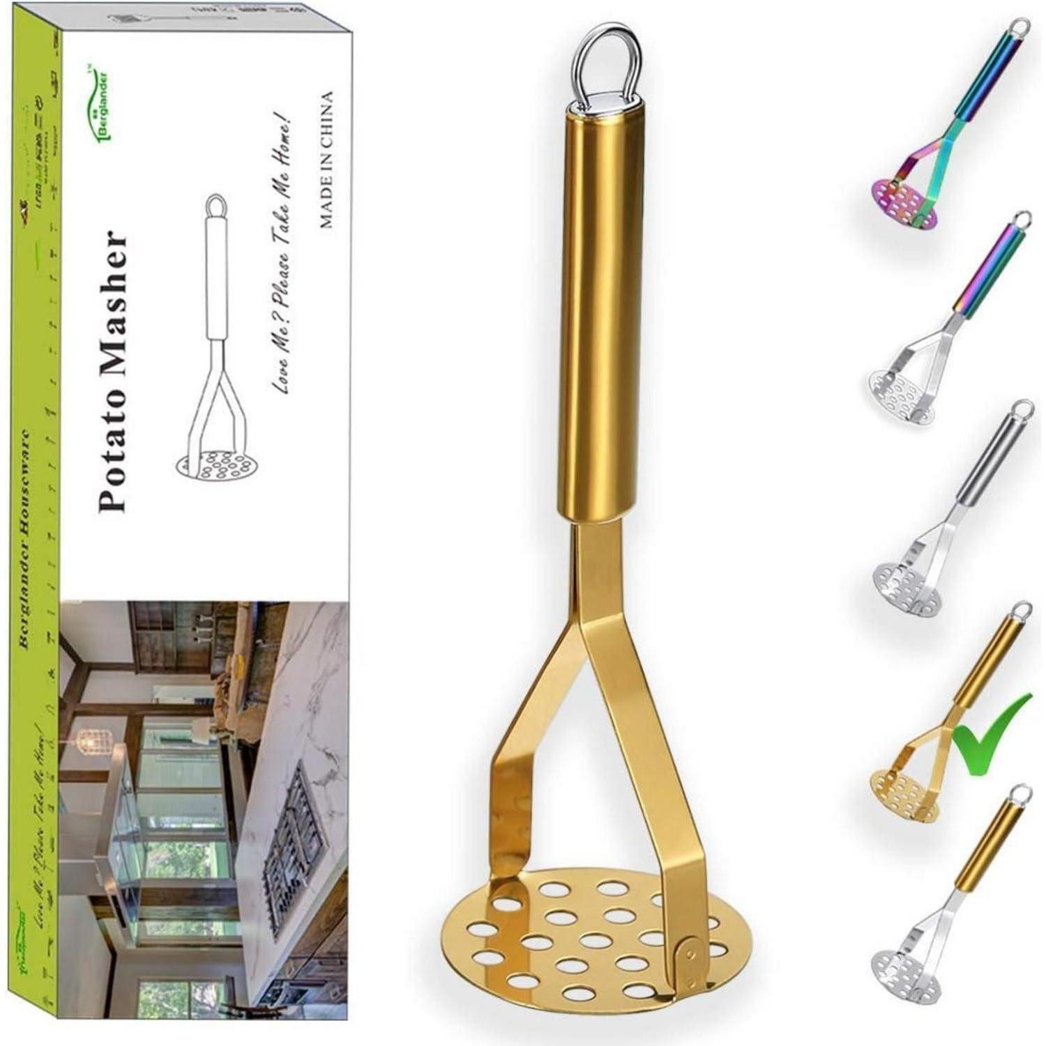 LuxusKollektion Kartoffelstampfer Kartoffelstampfer Ricer Edelstahl Titanbeschichtung 2. Gold