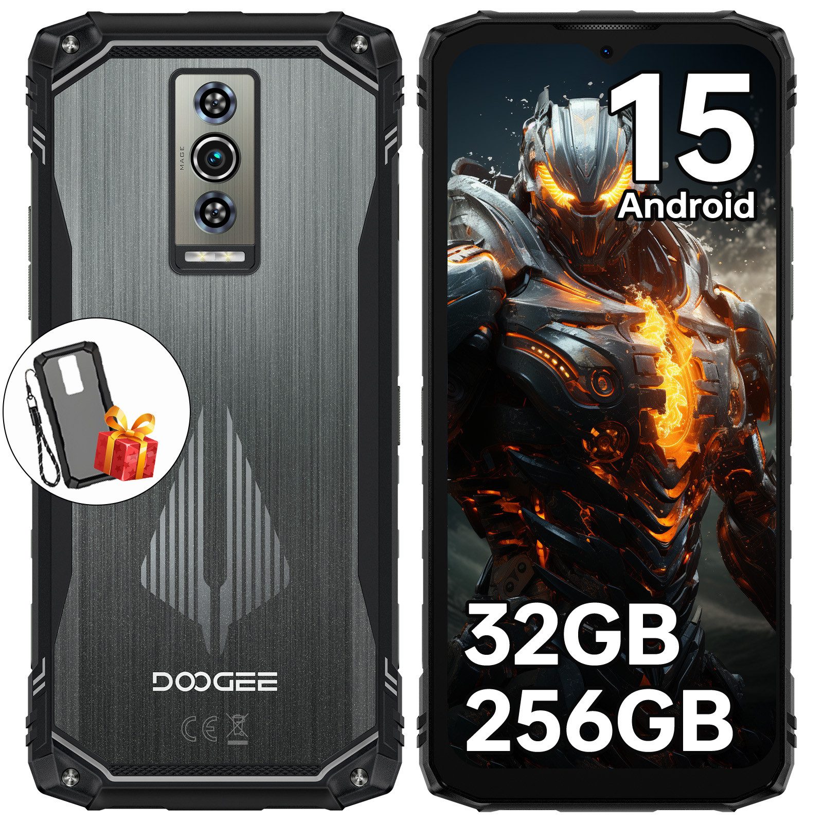 DOOGEE Blade10 Pro Energy Android 15 Outdoor Smartphone (16,67 cm/6.56 Zoll, 256 GB Speicherplatz, 50 MP Kamera, 6,56'' HD+ Display, 32GB+256GB, IP68, 6150mAh, NFC, OTG, GPS)