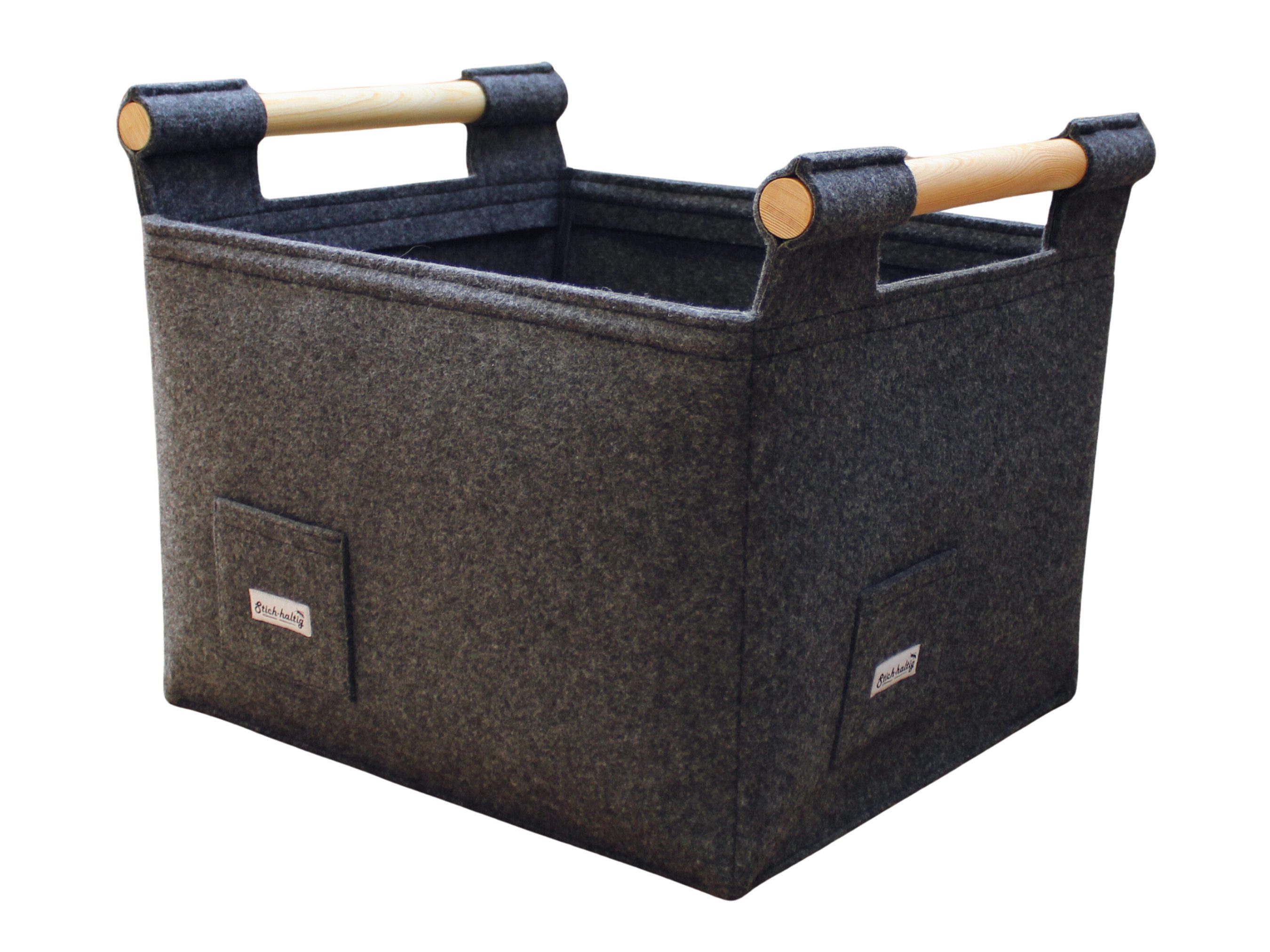 Stich-haltig Kaminholzkorb Kaminholzkorb mit Holzgriffen L günstig online kaufen