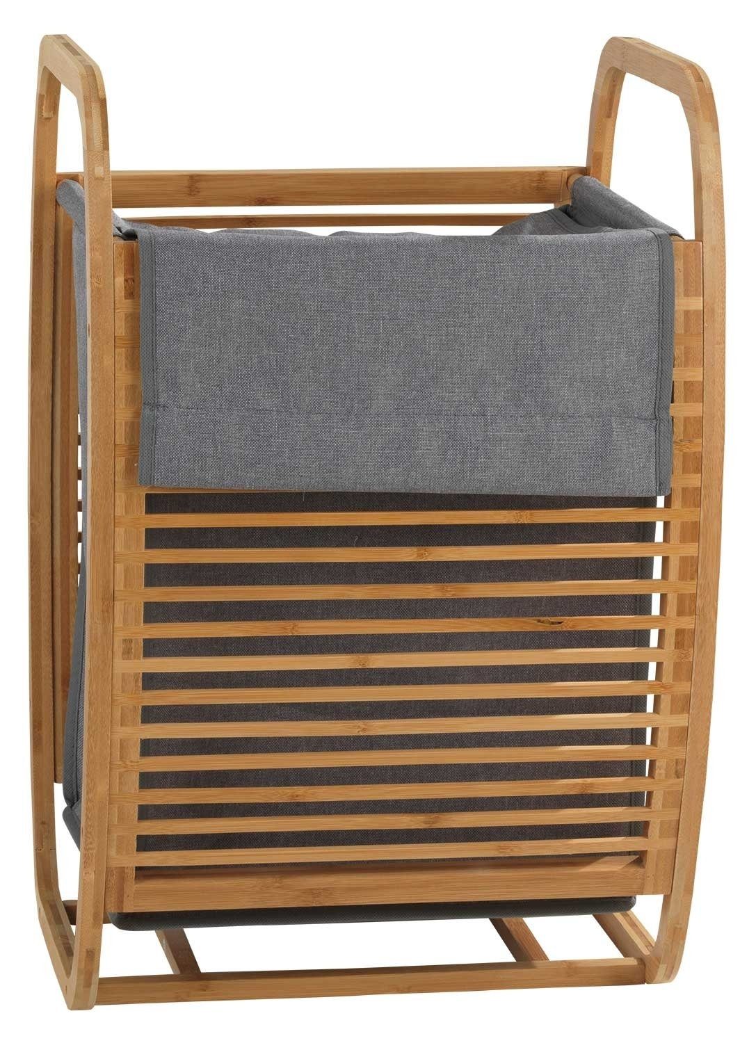 Wäschekorb Wäschesammler, Grau, Bambusgestell, mit nicht abnehmbarem Stoffb günstig online kaufen