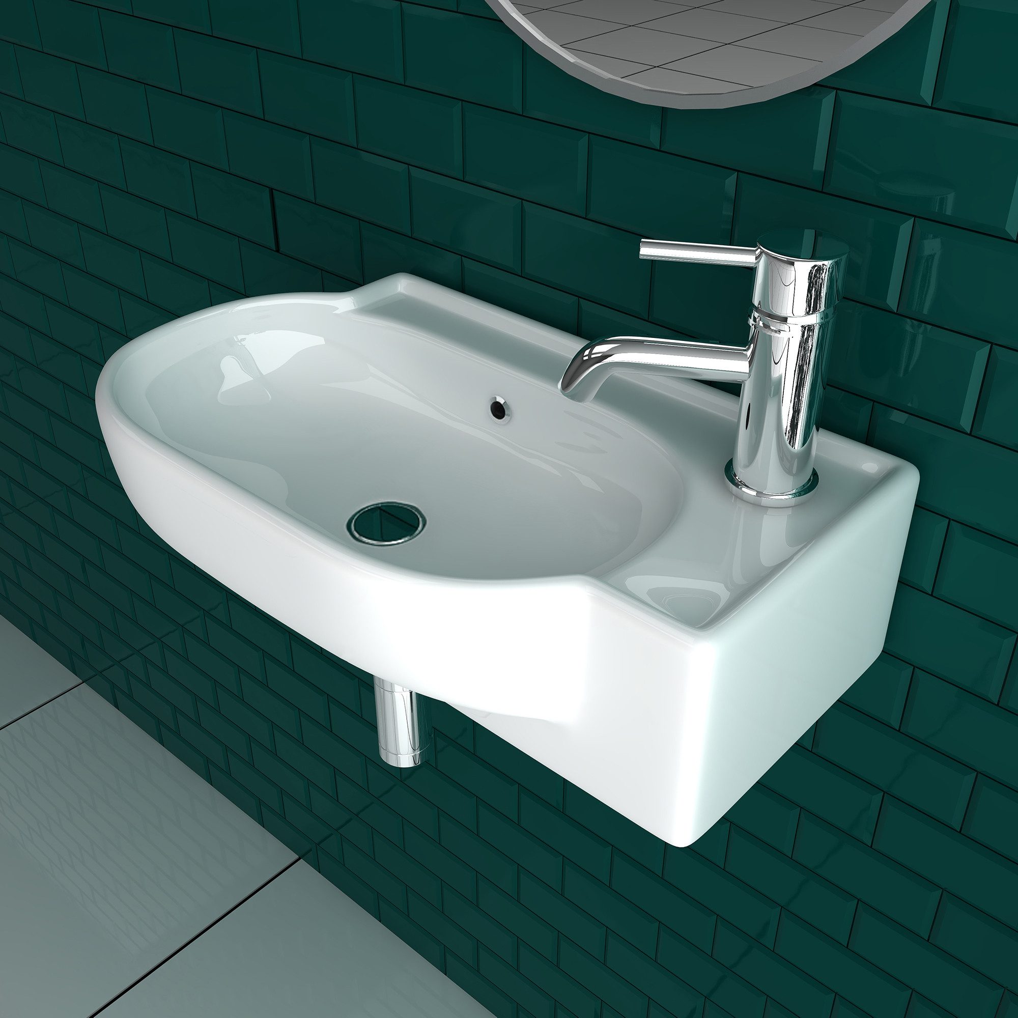 Alpenberger Waschbecken Oval Waschschüssel – Waschtisch Handwaschbecken Hängewaschbecken (Waschbecken Wandmontage, Bad Waschbecken), Kleines Waschbecken Gäste W – Bild 5 von 5