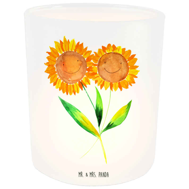Mr. & Mrs. Panda Windlicht Sonnenblume - Transparent - Geschenk, Garten, Lieblingsmensch, Teelic (1 St)