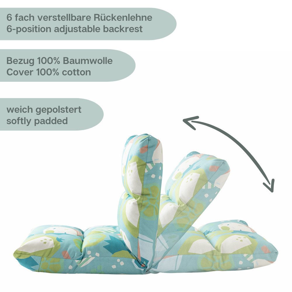 howa Kindersessel colorful blue, 2 in 1 Kindersessel - Kinderliege, Bodensessel mit Liegefunktion