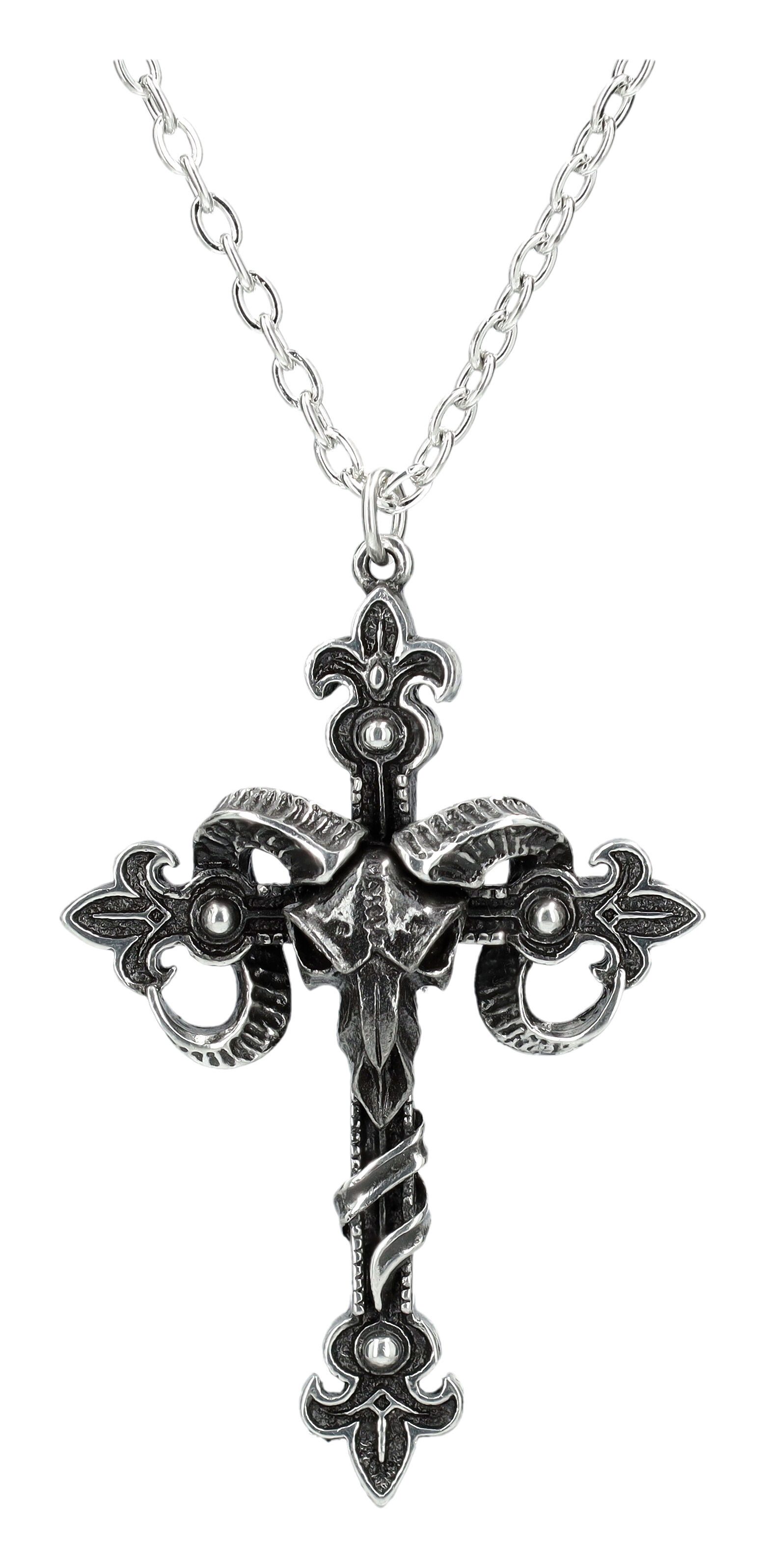 Kette mit Anhänger Halskette Totenkopf - Kreuz des Baphomet Alchemy England Gothic Kette