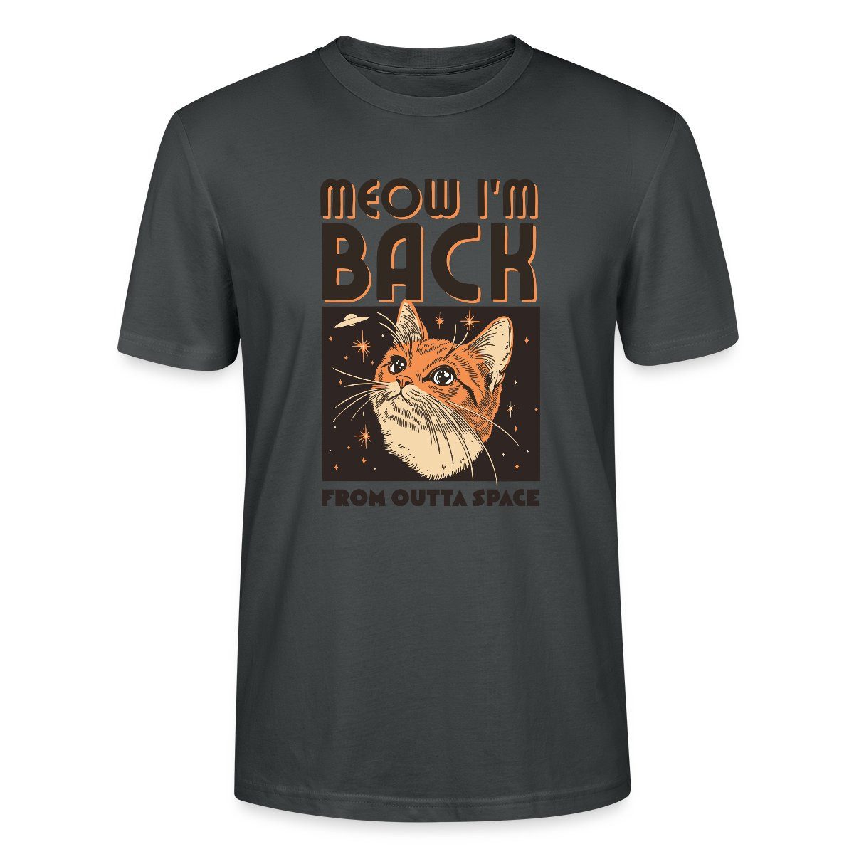 T-Shirt Lustiges Weltraum Katzen Motiv Unisex Bio T-Shirt