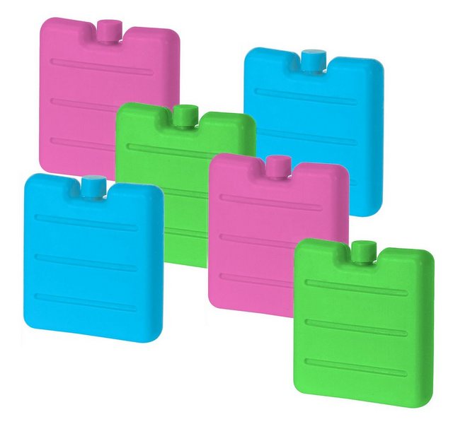 Spetebo Kühlakku Mini Kühlakkus 6er Set in 3 Farben – je 8 x 7 cm, Kleine Kühl Elemente flach für Brotdose Camping Lunchbox