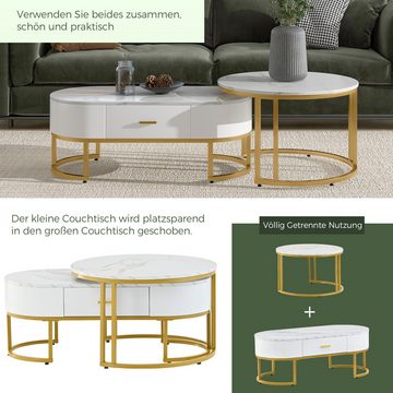 Powerwill Couchtisch 2-teilig Tischgestell Metall Gold (Edle Wohnzimmertische, 2-St., Verstellbare Beinpolste), Moderne Satztische