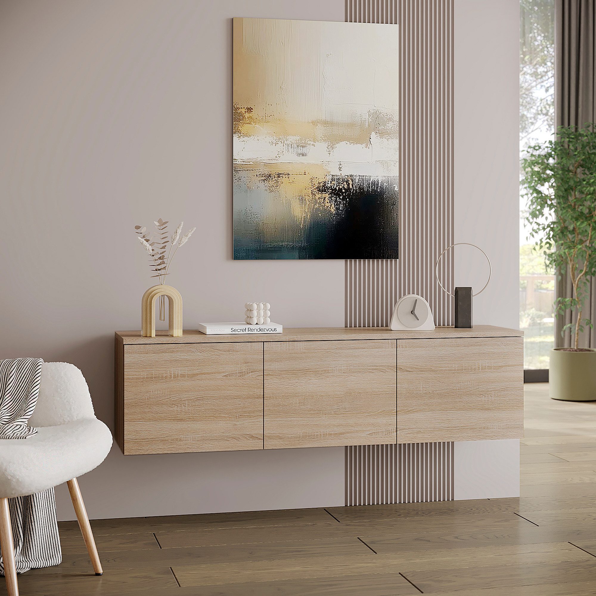 KOMTO Wandregaltisch KOMTO TV Lowboard Hängend – TV Unterschrank, Sideboard für Wohnzimmer