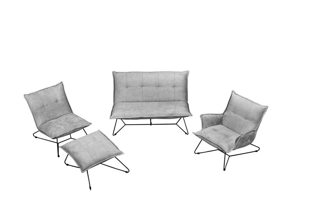 Couch Sofa Silber ED Polstergarnitur EXCITING Vico Polsterecke, DESIGN Sofagarnitur 4-Teilig