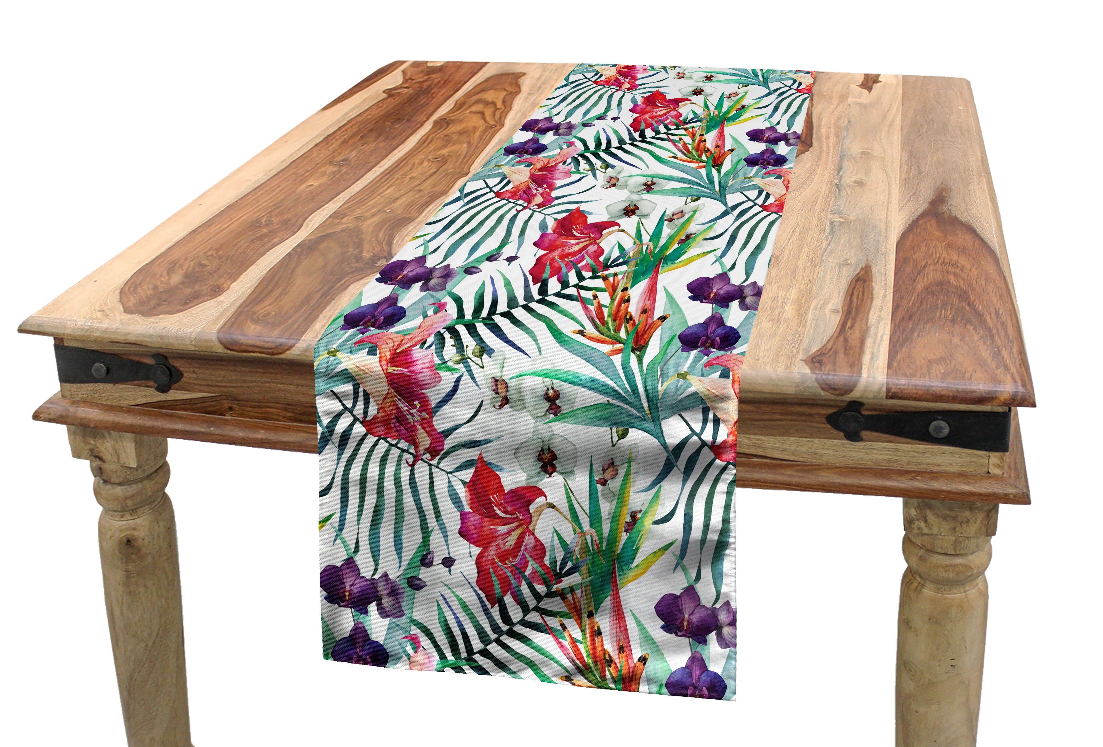 Abakuhaus Tischläufer Esszimmer Küche Rechteckiger Dekorativer Tischläufer, Bunt tropische Orchideen