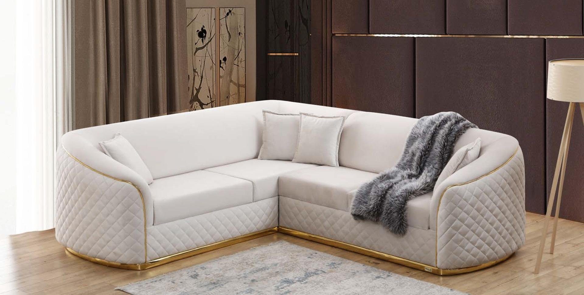 JVmoebel Ecksofa Weiße Eckcouch Wohnzimmer Eckgarnitur Sofa Couch Textil Ecksofa, Made in Europe
