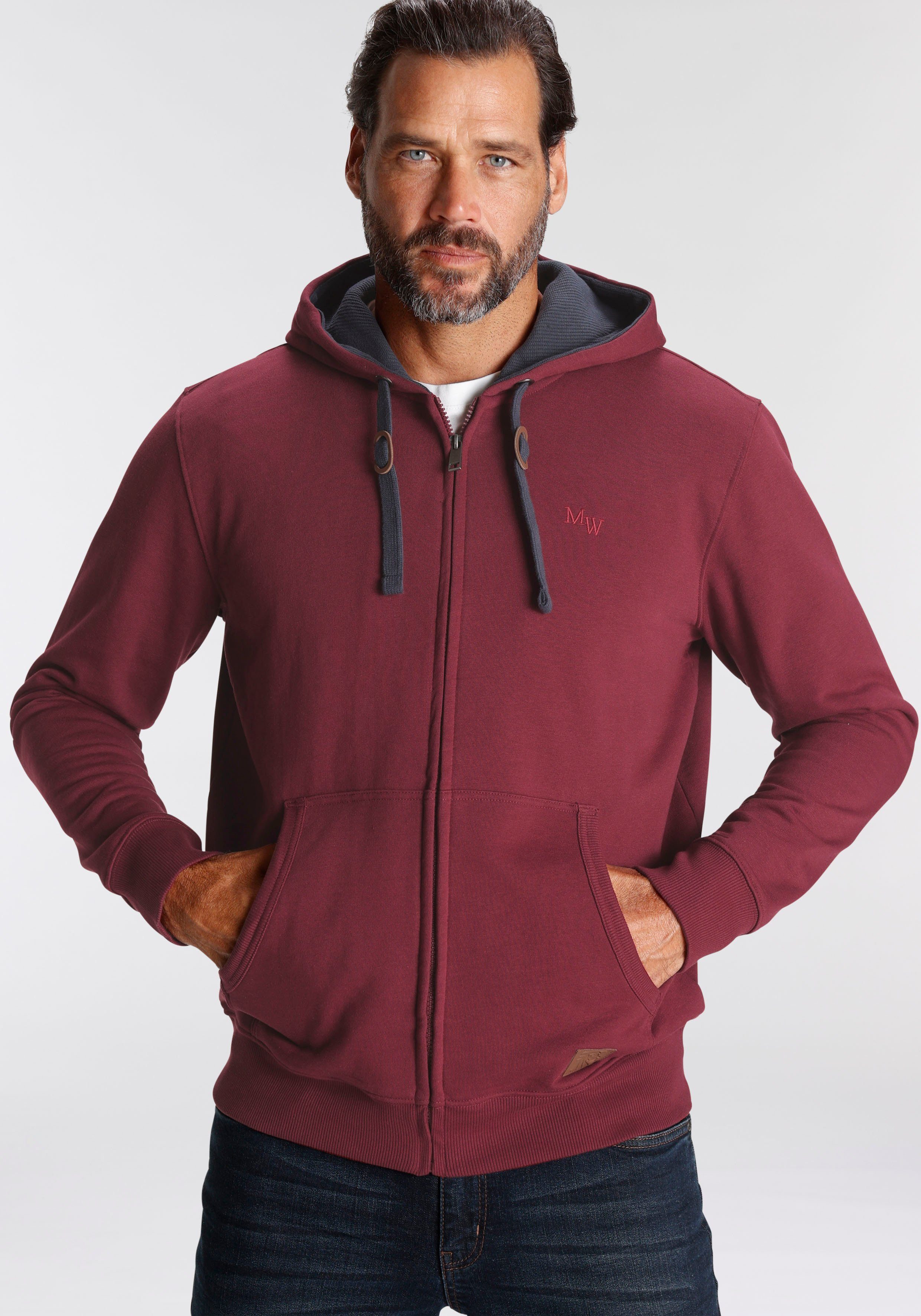 Man's World Kapuzensweatjacke mit kontrastfarbigem Innenfutter