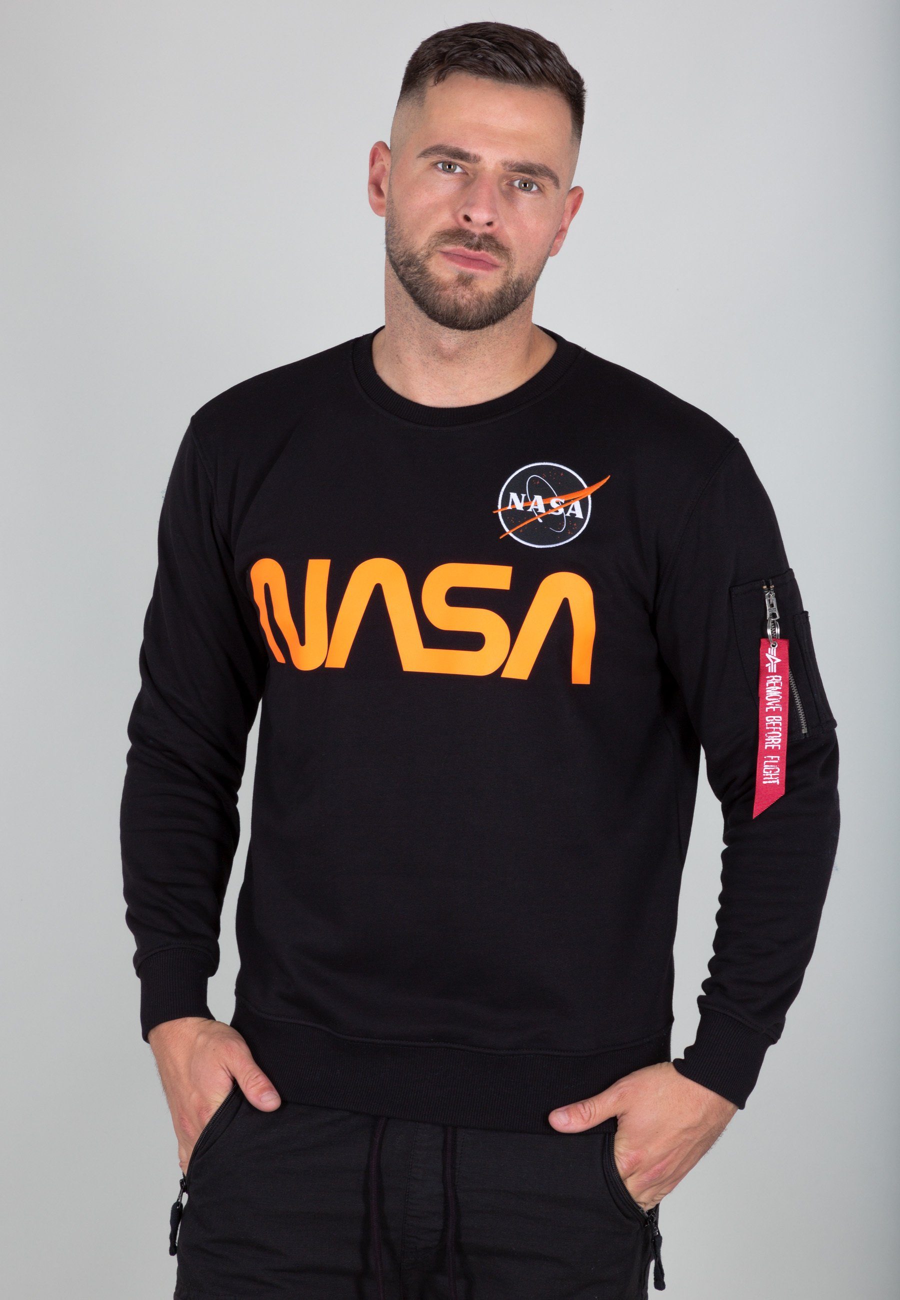 Industries black/refl.oran - Sweatshirts Men Sweater Reflective NASA Industries Alpha Alpha Sweater
