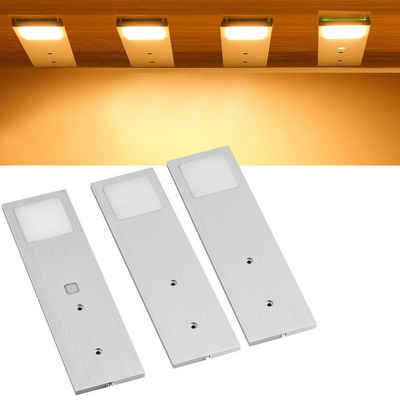 LETGOSPT LED Unterbauleuchte LED Unterbauleuchten Silber 5W- Sehr Flache Küchenleuchte, LED fest integriert, Warmweiß, Aluminium Einbaustrahler Einbauspot, Leuchte mit Touch-Dimmfunktion