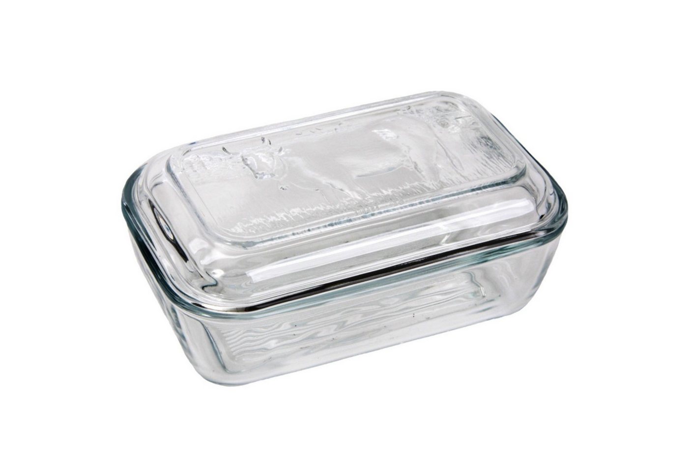 Luminarc Butterdose Butter-Dose Glas Butter-Glocke Butter-Schale, Glas, (1x Butterglocke), Butterbehälter mit Kuh Motiv Spülmaschinenfest