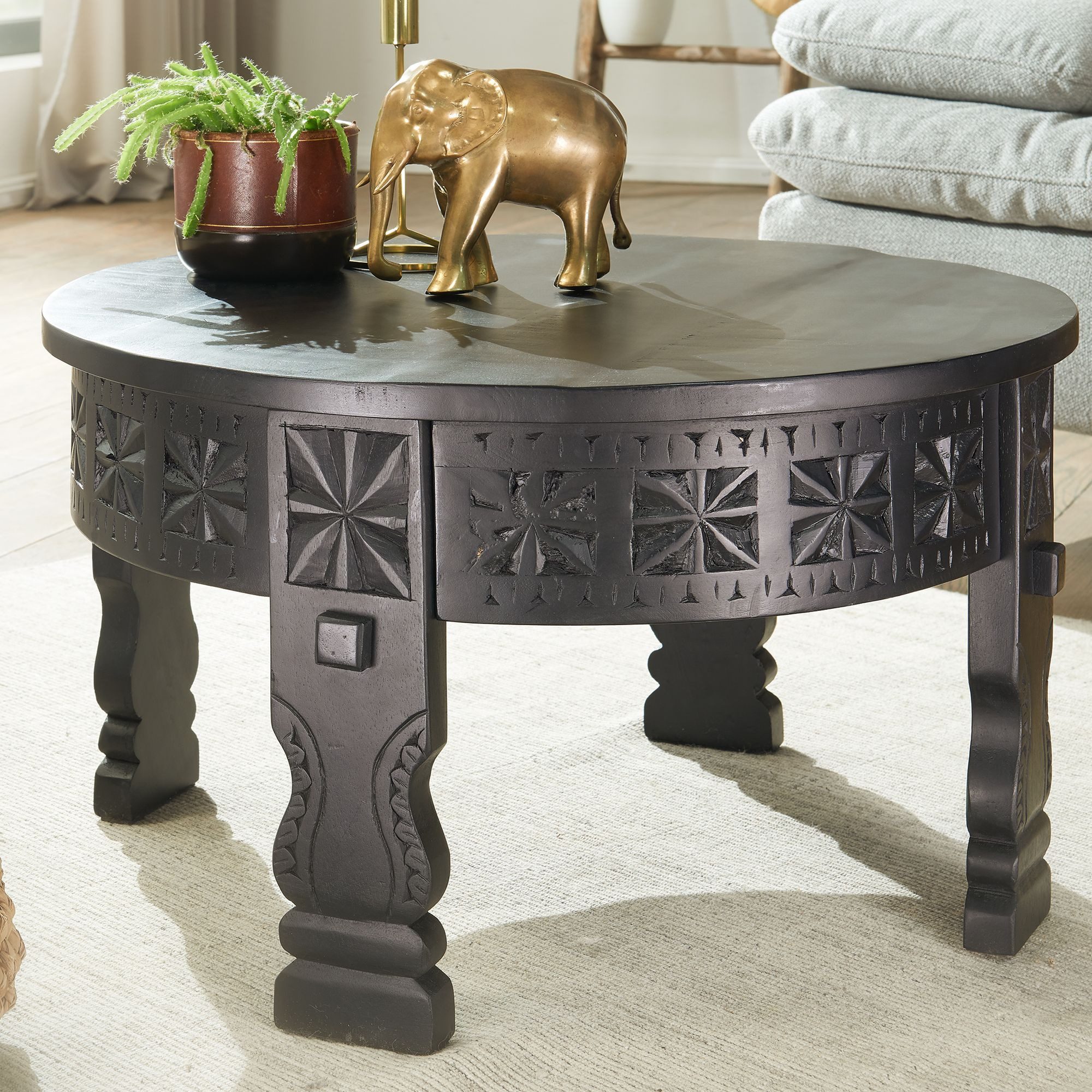 FINEBUY Couchtisch FB26149 (Sofatisch Rund, 60x36x60 günstig online kaufen