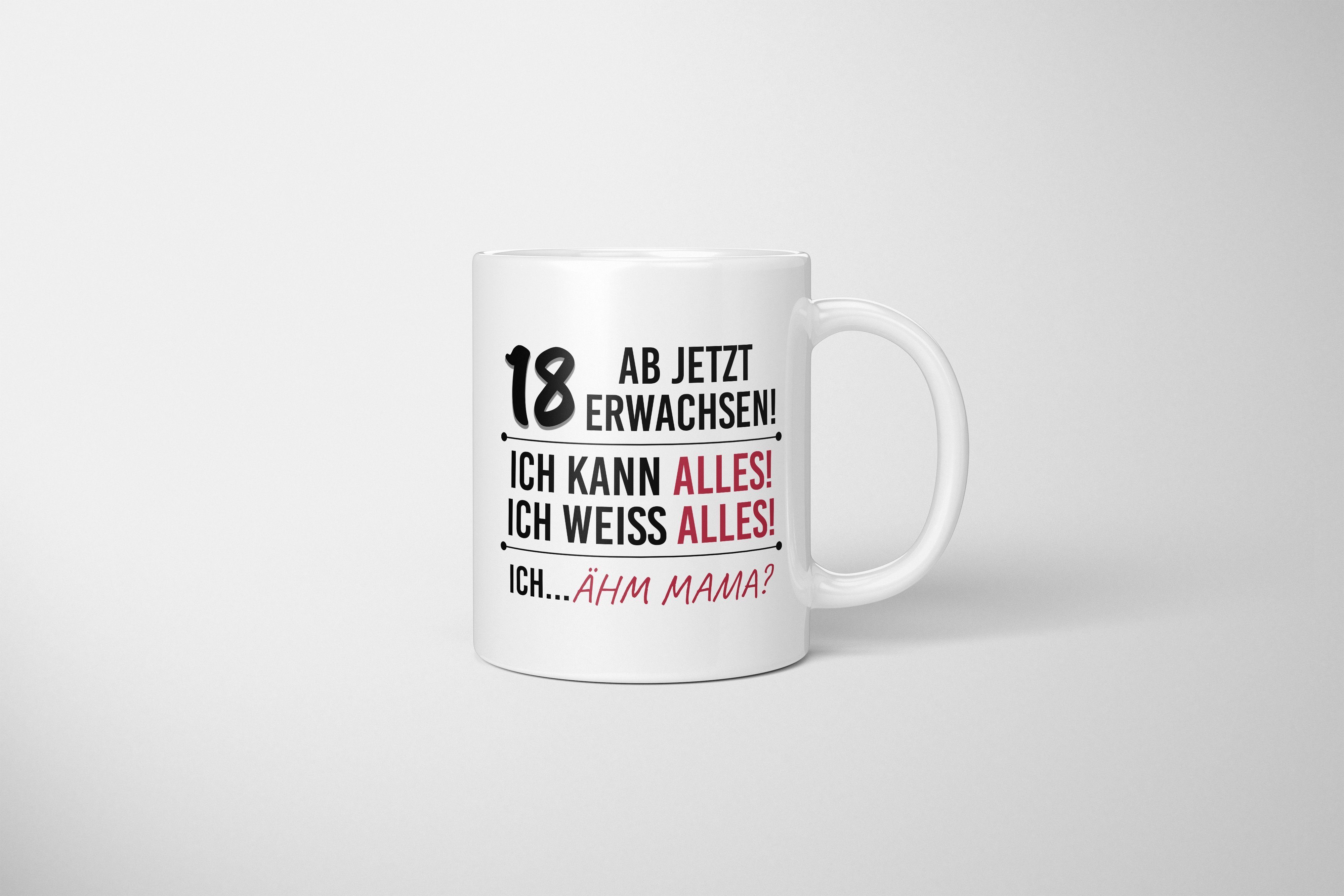 TassenTicker Tasse zum Weiss Ab jetzt Geburtstag Geschenk 18 TassenTicker - erwachsen! -