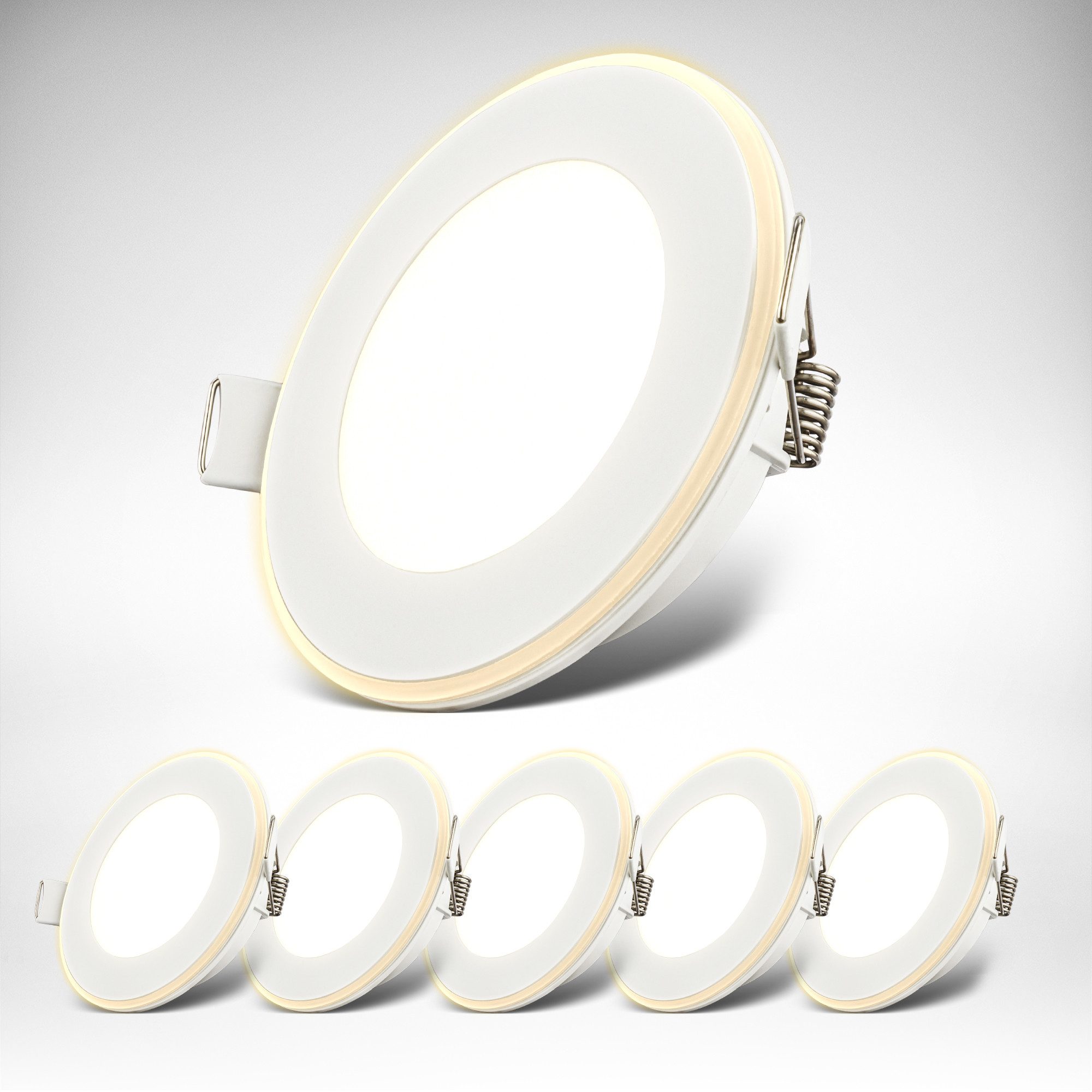 B.K.Licht LED Einbaustrahler LED Einbauleuchten, Memoryfunktion, Nachtlichtfunktion, 6er Set, 93x30 mm, Weiß, je 4,9W, Decke, Wohnzimmer, Flur