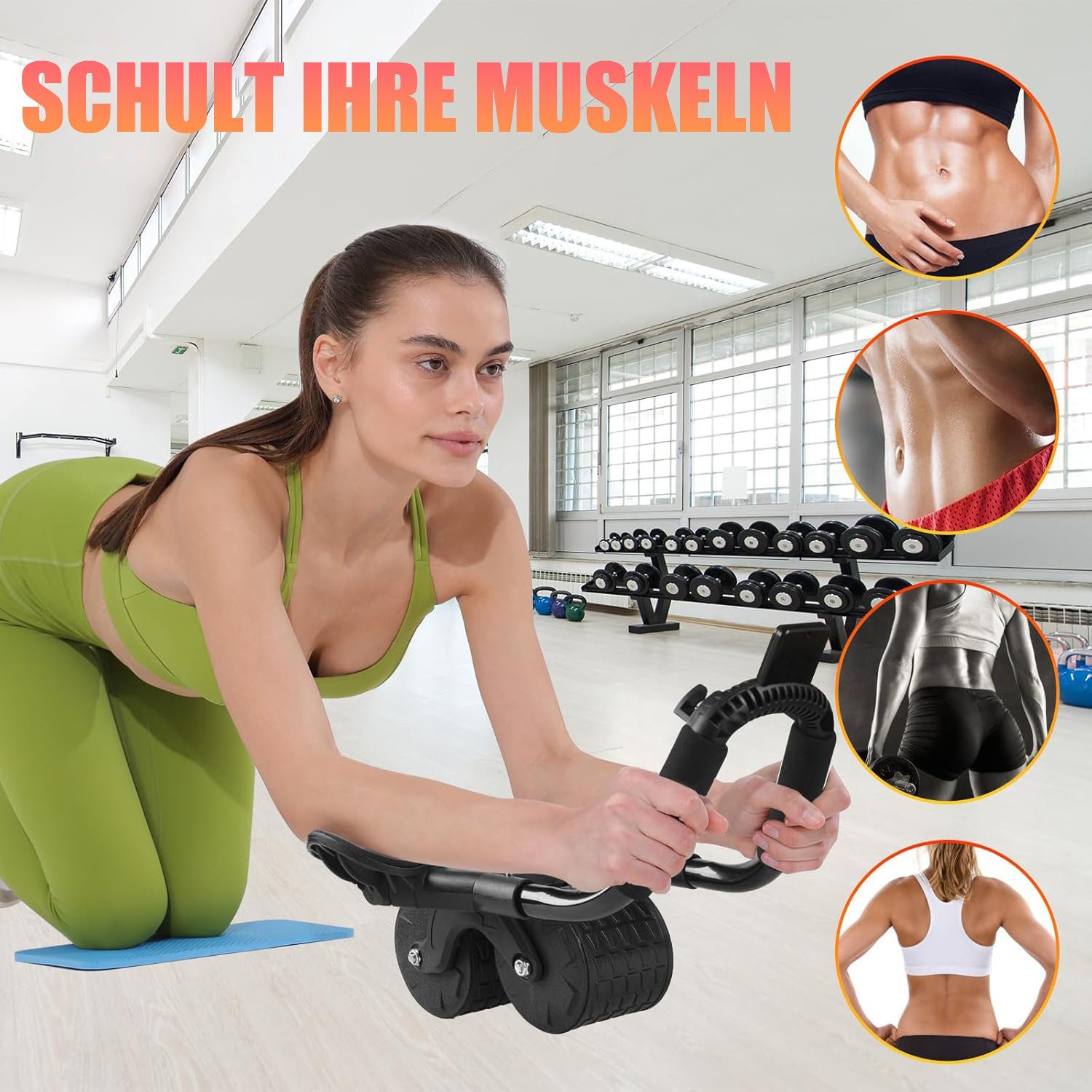 SinLaw Bauchtrainer Bauchmuskelrolle mit Ellbogenstütze für Bauchmuskeltrainingsgeräte (1-St), Effektives Training für die Bauchmuskeln, mit Zeitschaltuhr