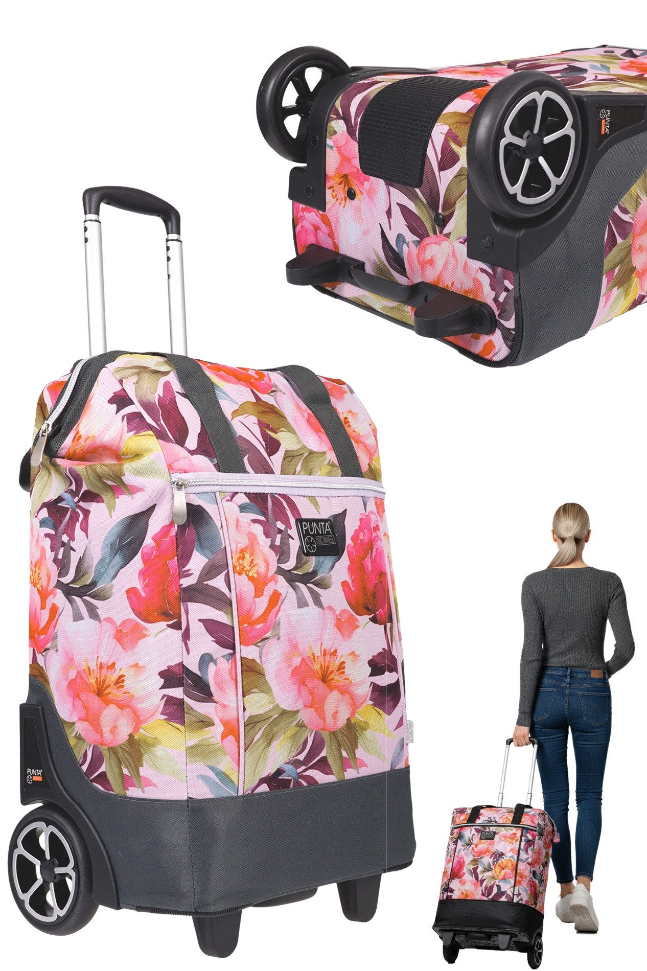 PUNTA Einkaufstrolley Big Wheel große Räder 40 Liter Einkaufsroller, Trolley Shopper Einkaufskorb Einkaufstrolly 10303 + Thermo Tasche