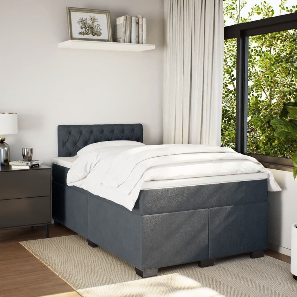 vidaXL Bett Boxspringbett mit Matratze Dunkelgrau günstig online kaufen