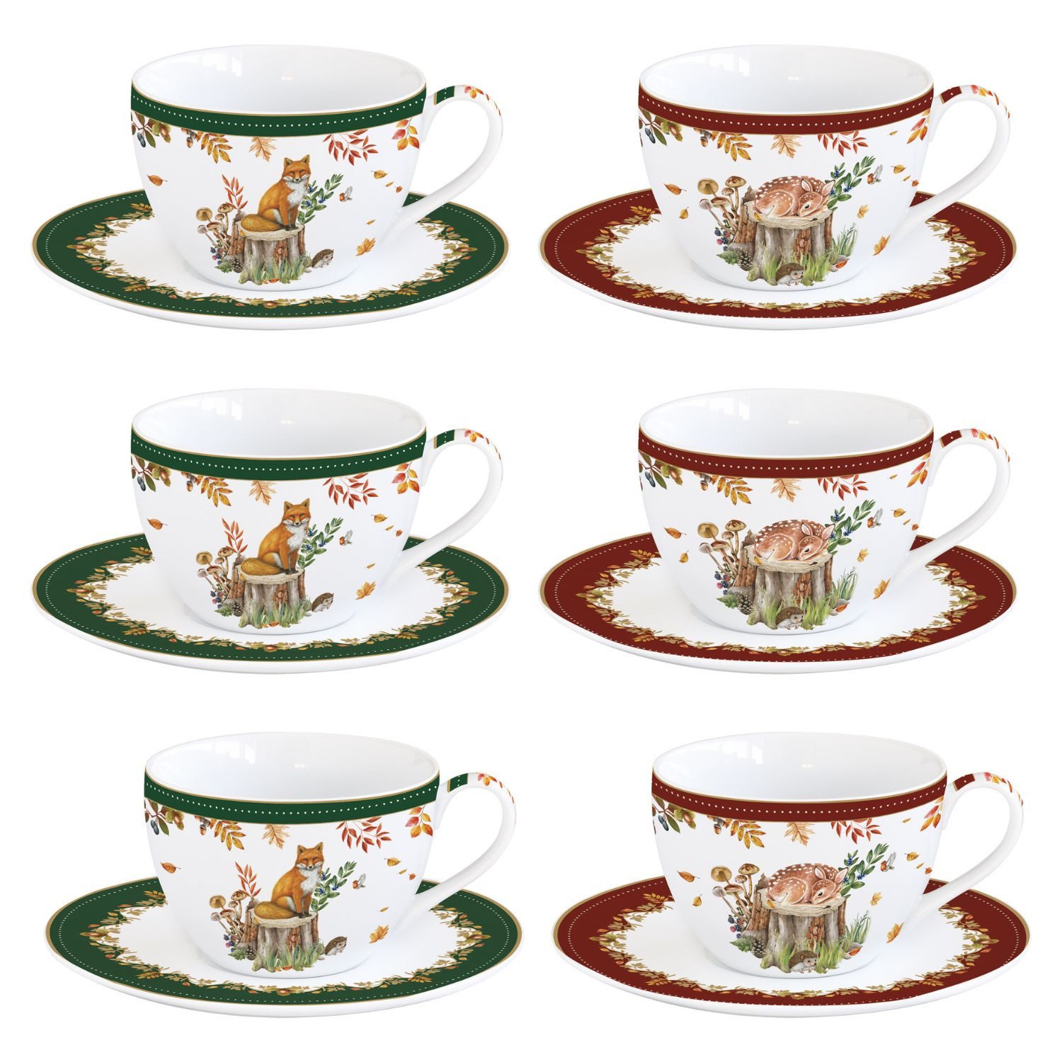 EasyLife Tasse Forest Dream, Porzellan, Spülmaschinengeeignet, Mehrfarbig, Motiv: Fuchs, Höhe: 7cm