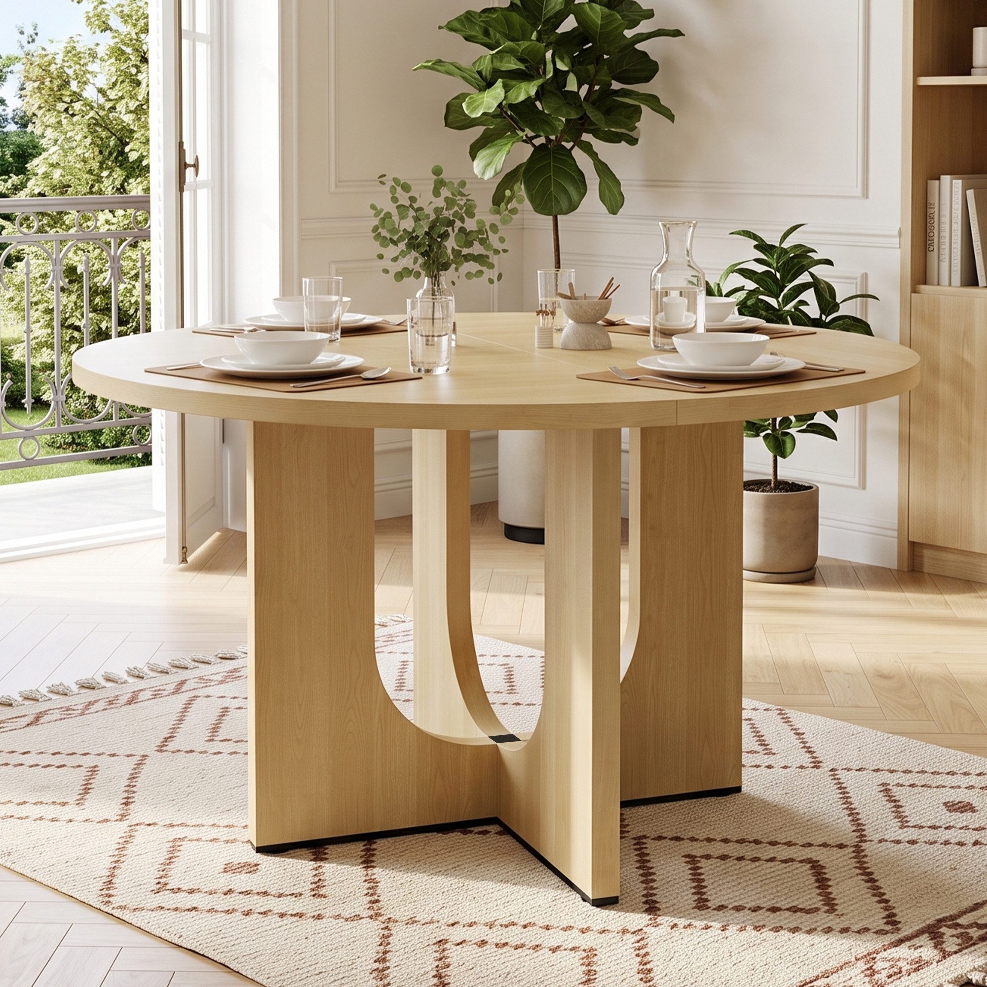 Flieks Esstisch (120x75 cm, 1-St., 1 Tisch), runder Küchentisch Schreibtisch Holzoptik Landhausstil Eichenfarbe