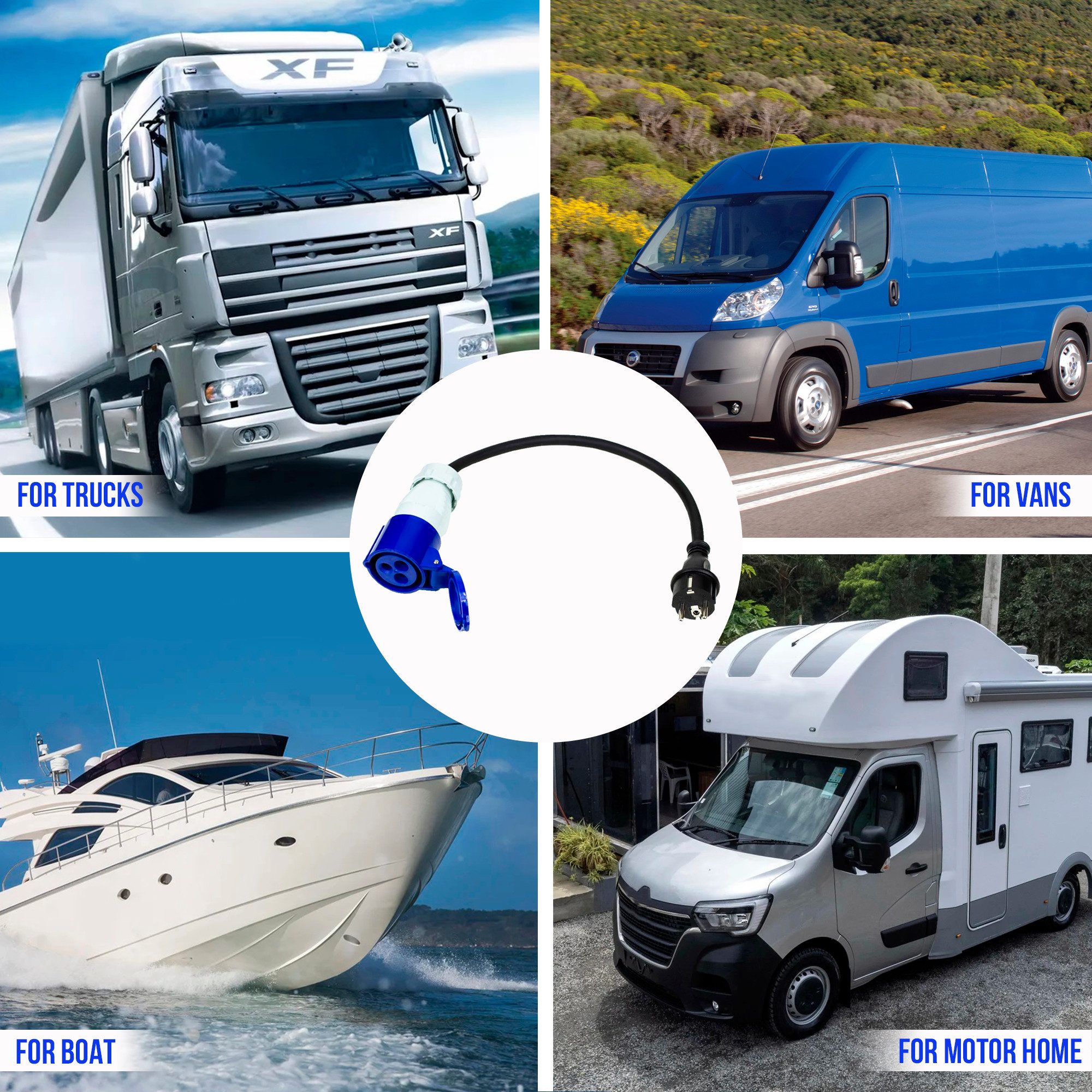 feletec CEE Adapter Schuko Stecker auf CEE Kupplung, 35cm Camping Kabel, IP44 CEE-Adapterkabel