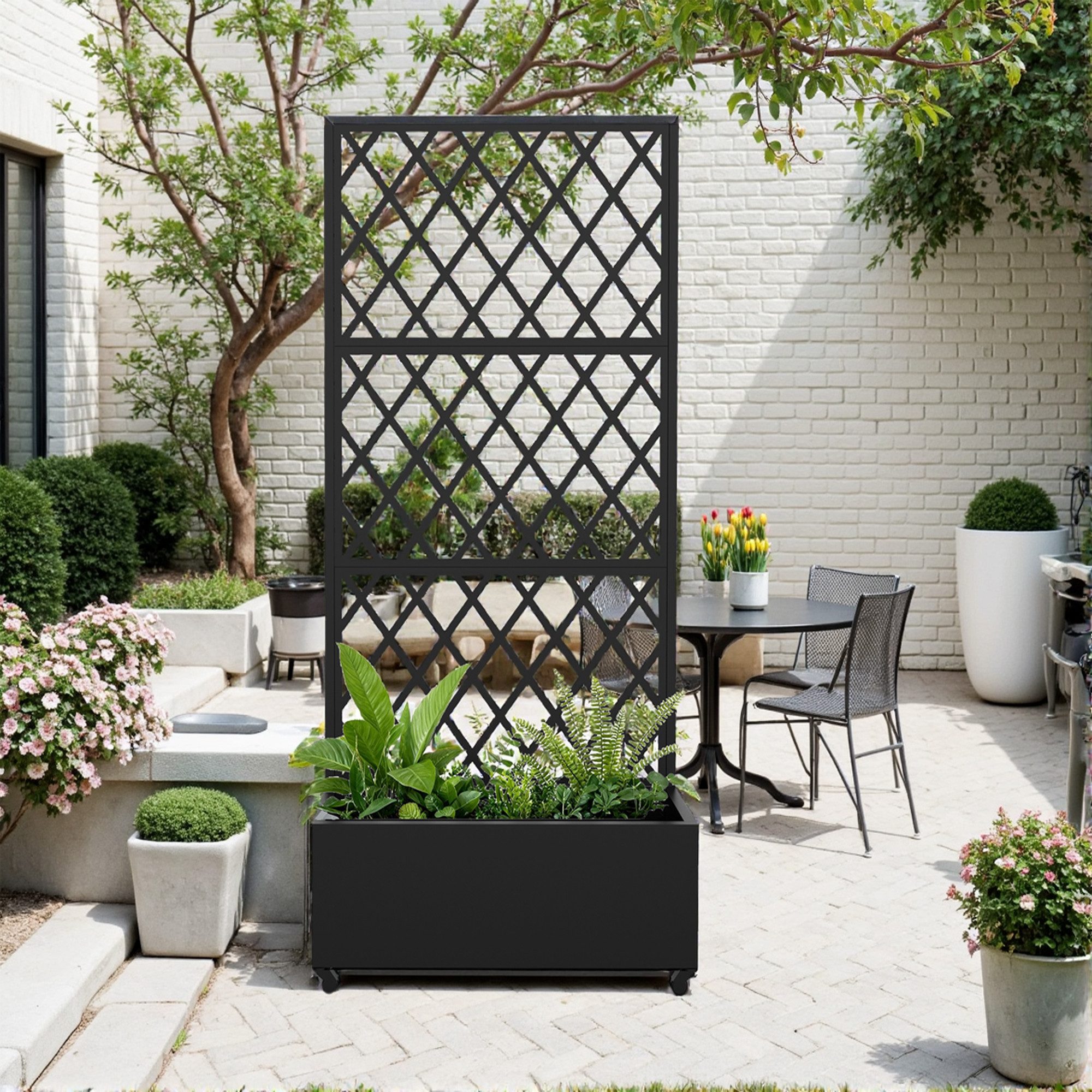 casa.pro Blumenkasten, mit Trennwand »Malja« Rankhilfe Stahl 190x82x38 cm Schwarz