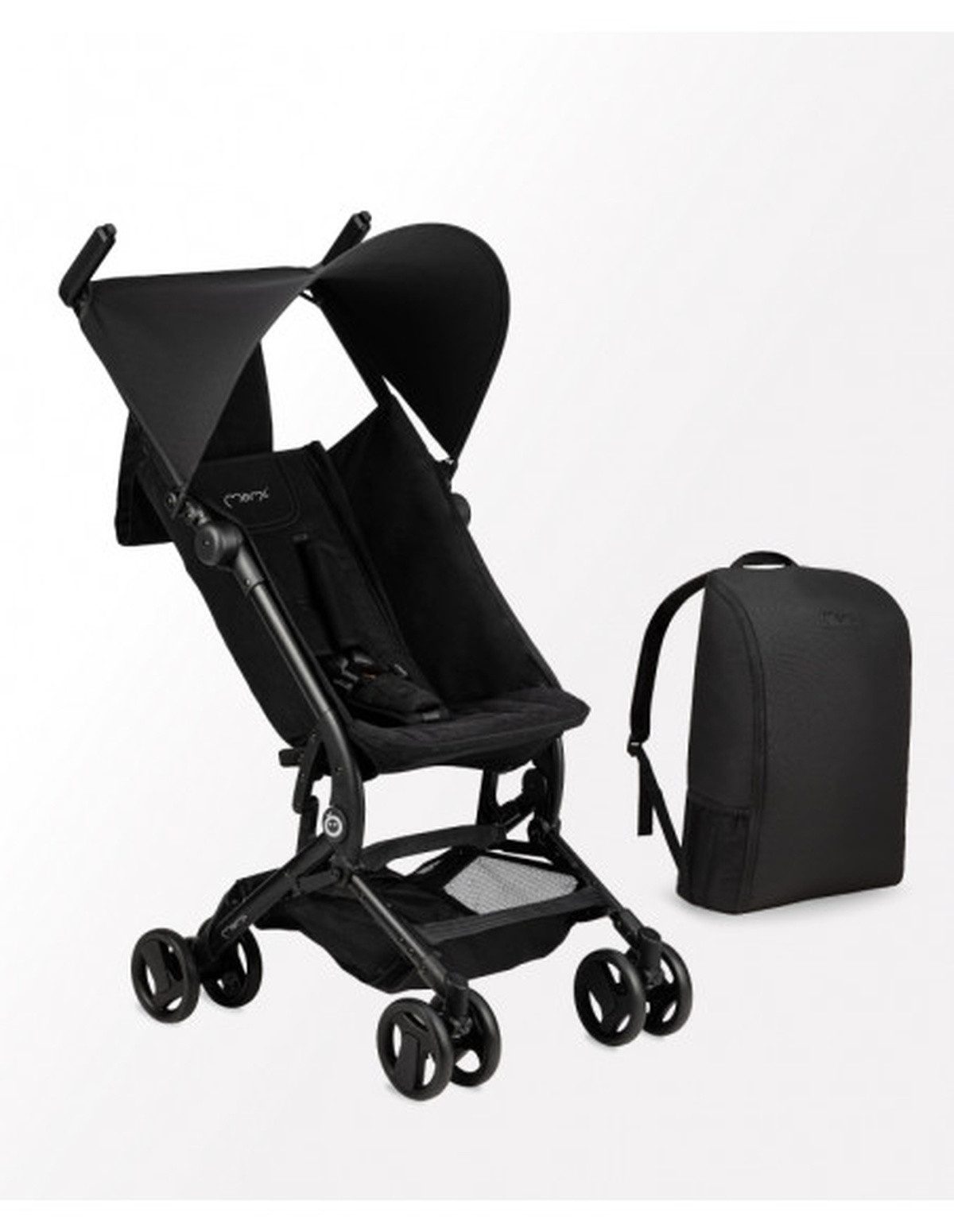 MoMi Kinder-Buggy MoMi GRACE Buggy Schwarz - superleicht - kompakte Größe inkl. Rucksack, 2-fach verstellbare Rückenlehne, doppelter Verriegelungsmechanismus