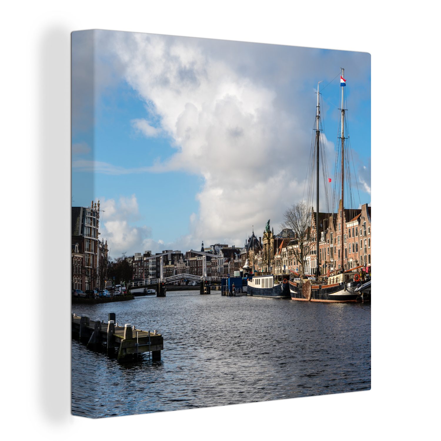 OneMillionCanvasses® Leinwandbild Brücke - Haarlem - Zentrum, (1 St), Leinwand Bilder für Wohnzimmer Schlafzimmer