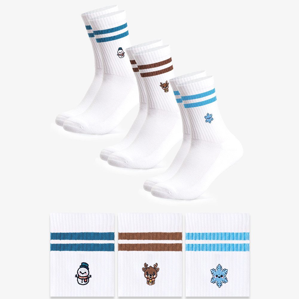 OCCULTO Tennissocken Kinder Weihnachts Tennissocken 3er Pack (Modell: Rudi) (3-Paar)