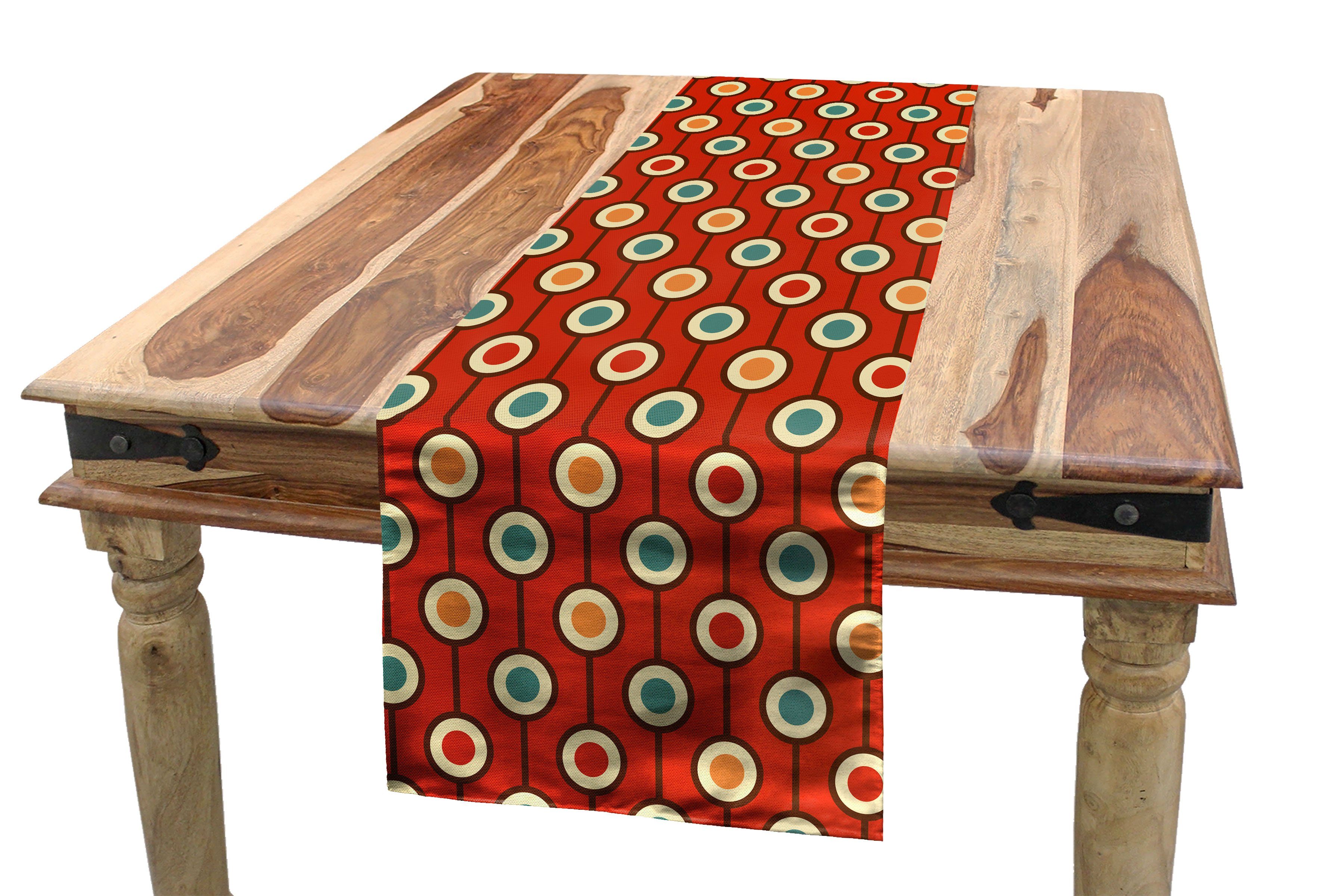 Abakuhaus Tischläufer Esszimmer Küche Rechteckiger Dekorativer Tischläufer, Abstrakt 60ere Art Hippie Dots