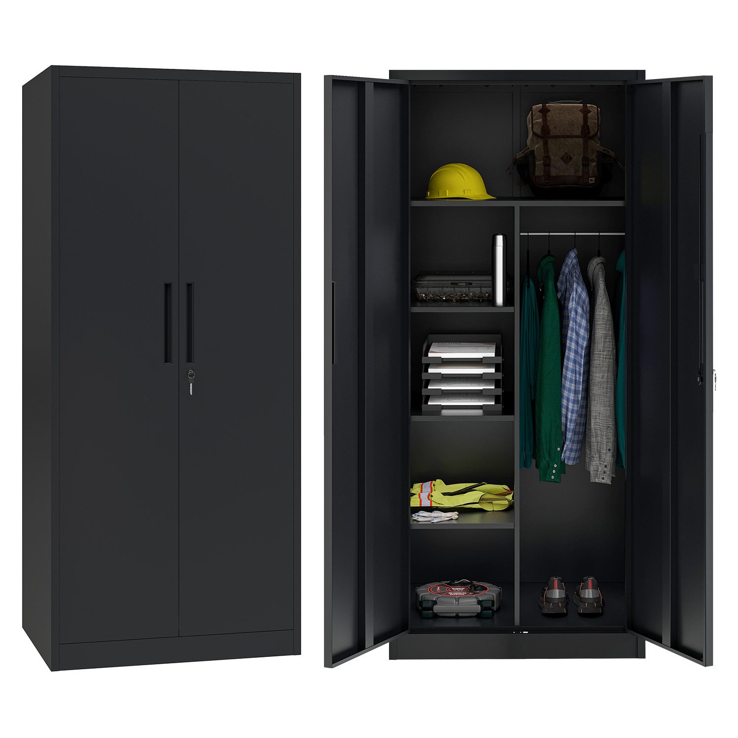 STEELSØN Aktenschrank Regulus (Garderobenschrank, Spind schwarz, günstig online kaufen