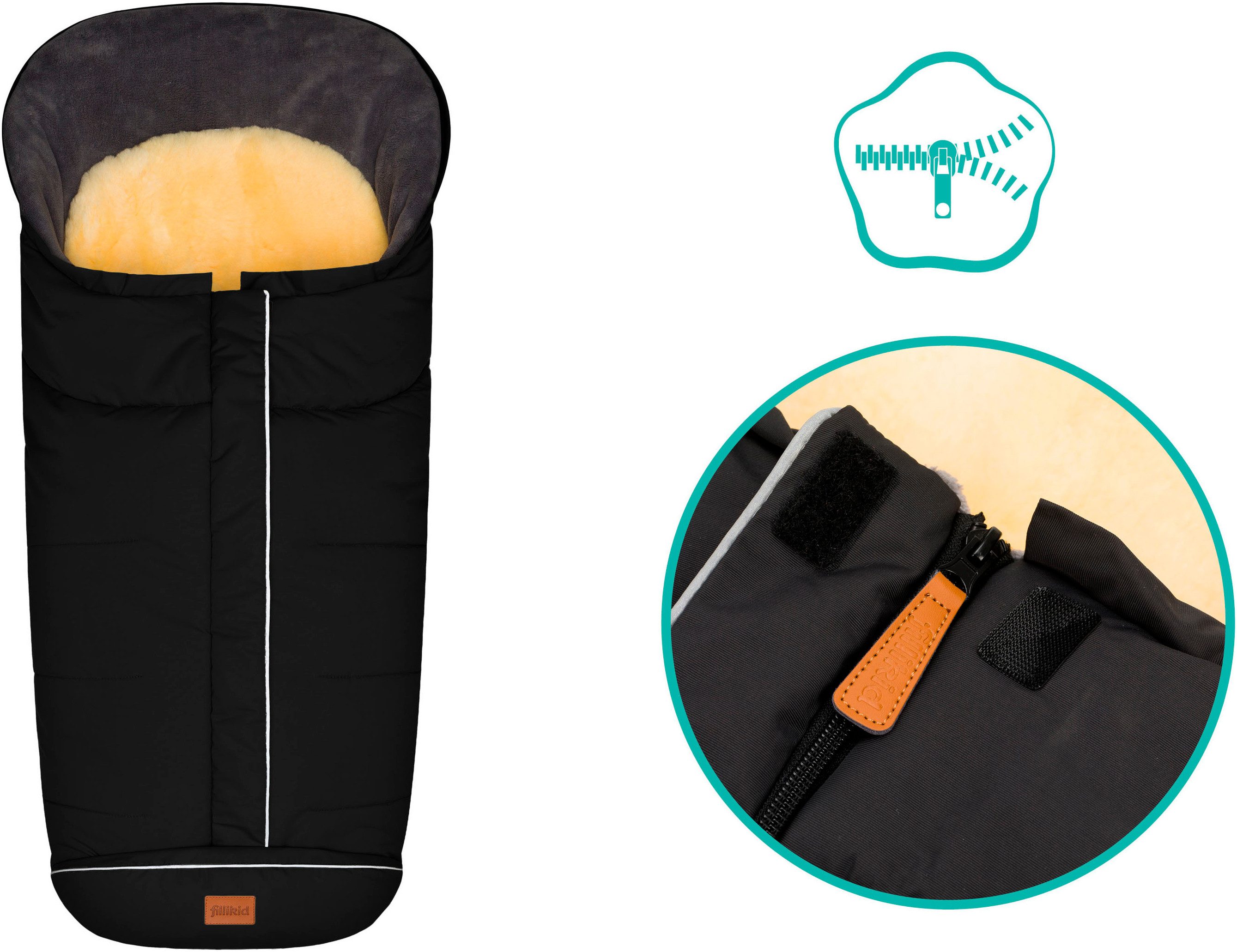 Fillikid Fußsack Nanga Lammfell, Winterfußsack, mit herausnehmbarer Lammfellauflage