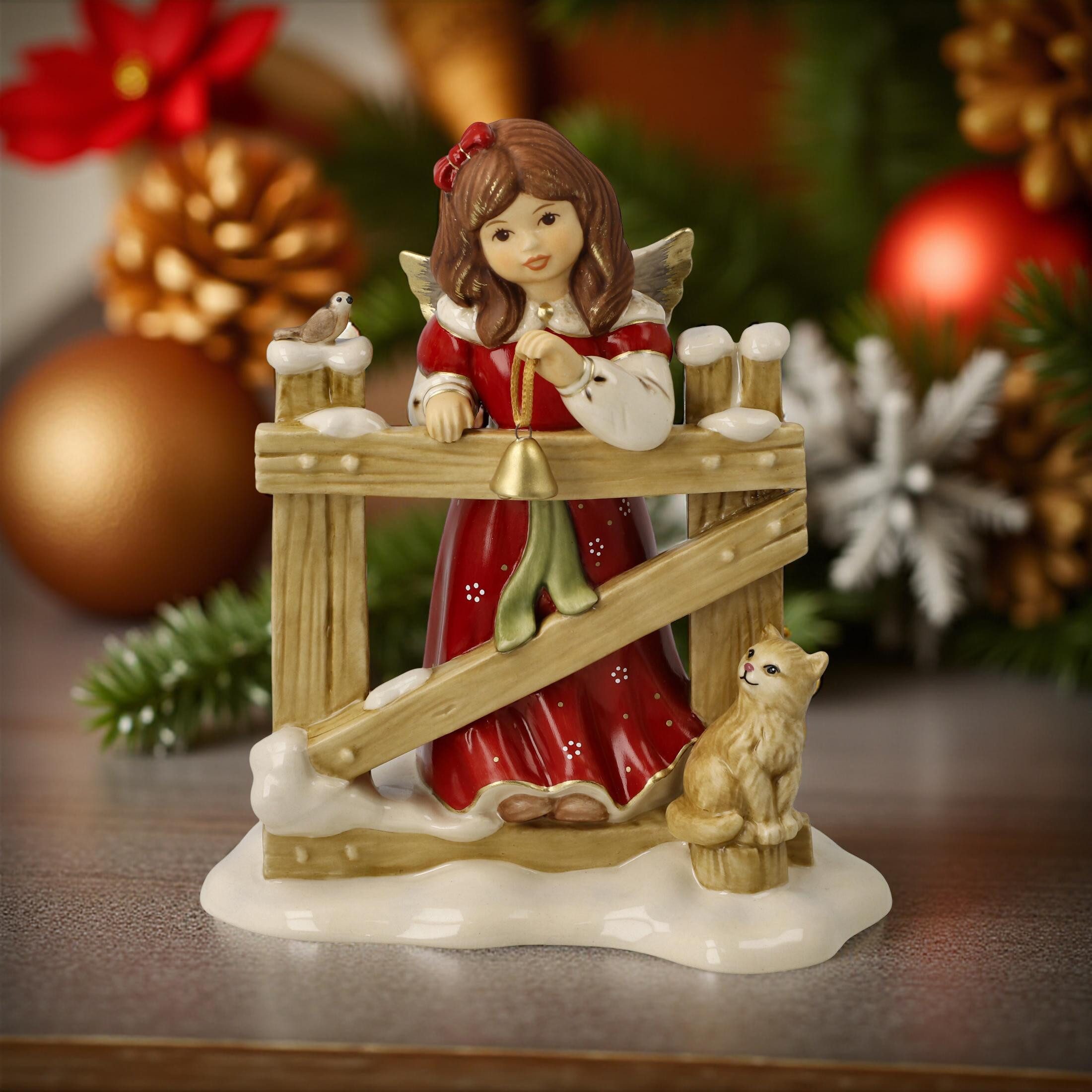Goebel Weihnachtsfigur Figur Engel Gartenbesuch 17 cm, Farbe: bunt, Inklusive Geschenkverpackung