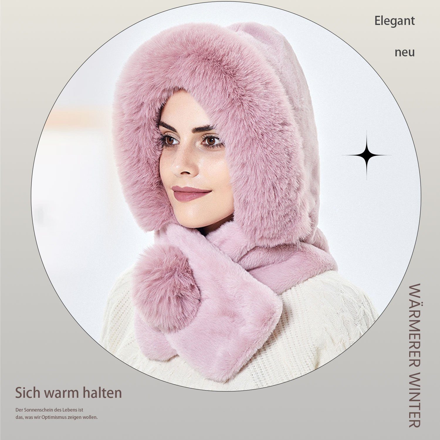 Wintermützen-Schal-Mützen-Set Mütze Schal Rosa Warme Strickmütze MAGICSHE &