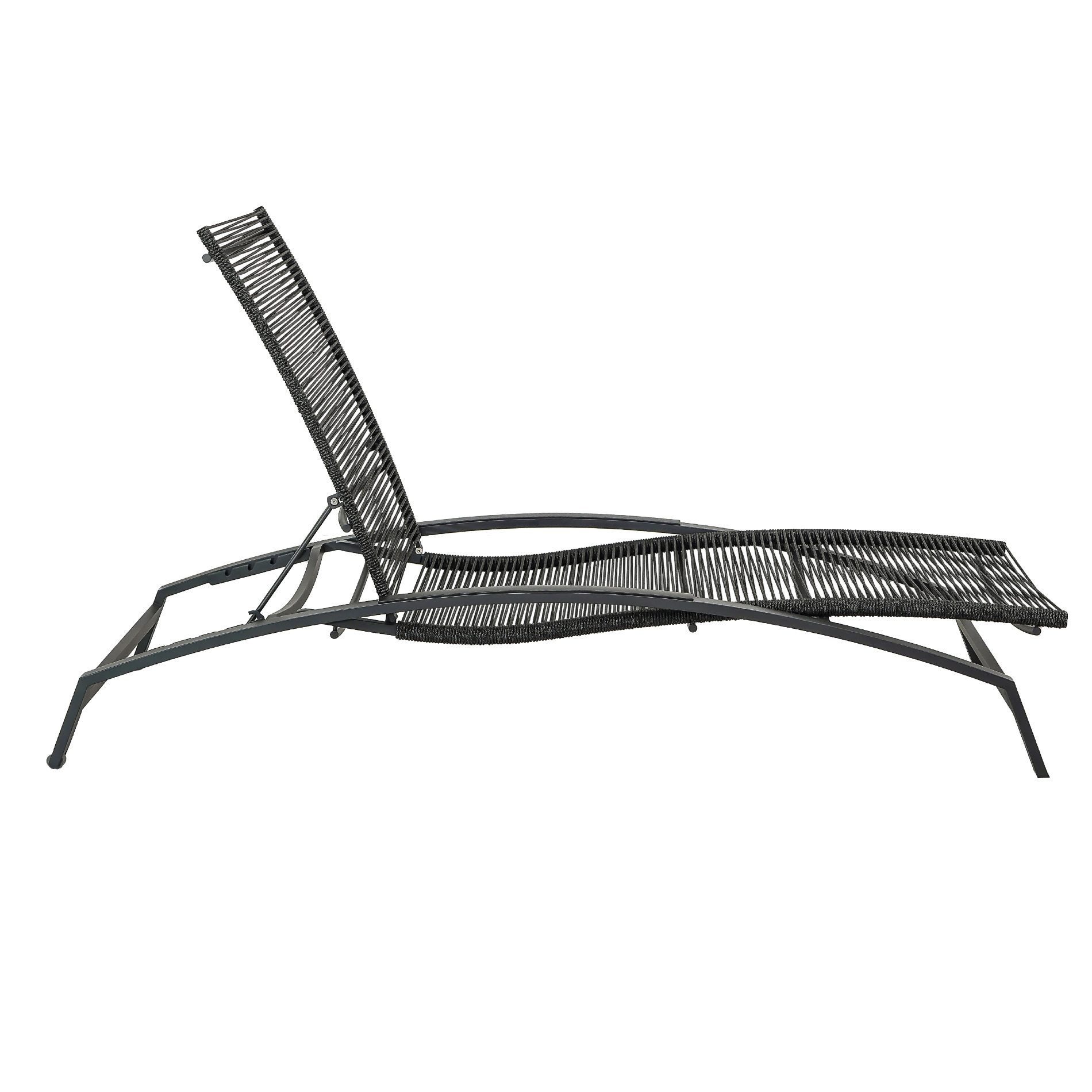 CASA DOMA Gartenliege Mineo, 4-fach verstellbar, 2 Rollen, Edelstahl anthrazit, Outdoor-Rope, Sonnenliege