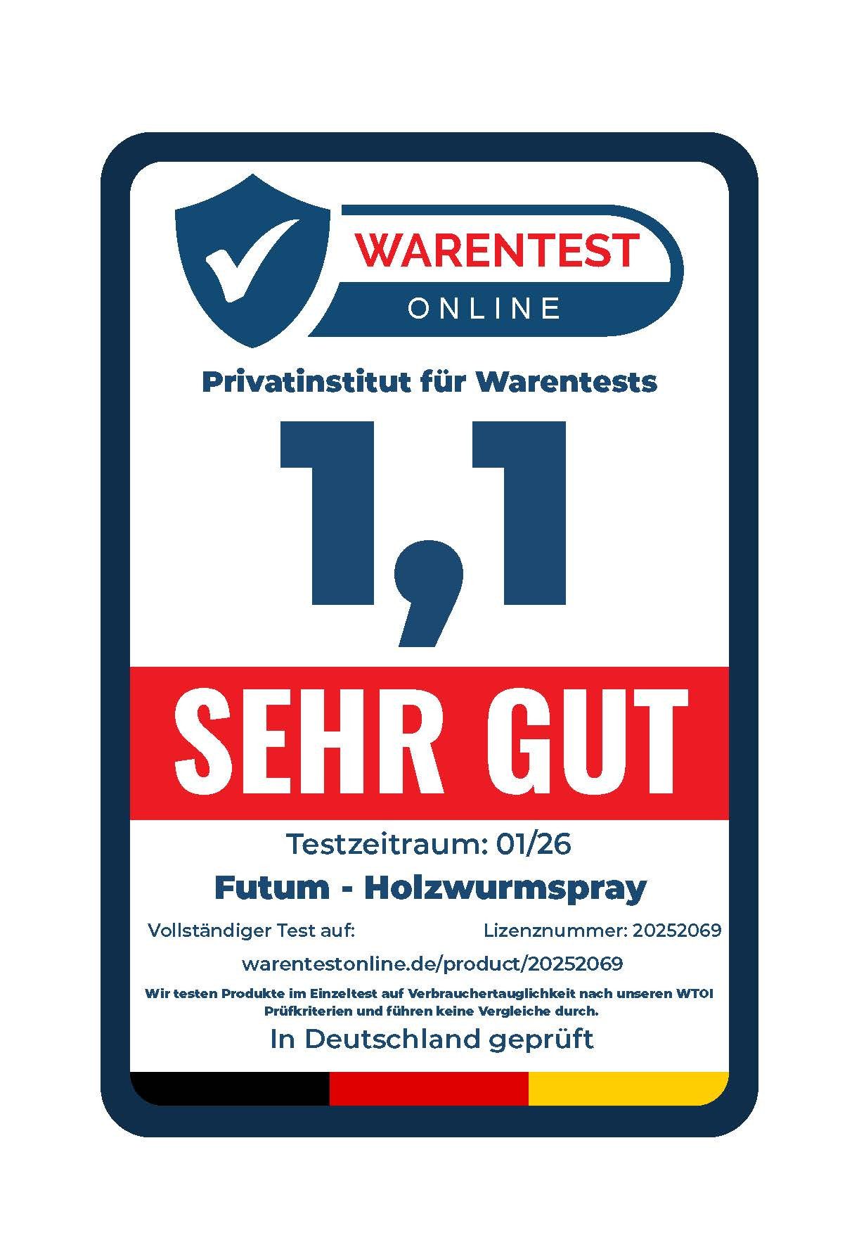 FUTUM Holzwurm-Ex 500ml Holzwurm-Spray gegen Holzwürmer, Hausbock mit Langzeitwirkung, MADE IN GEERMANY